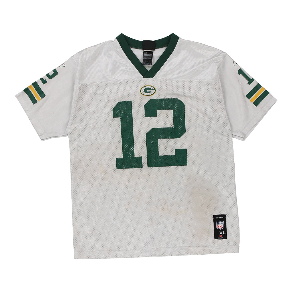 Age 13-14 Green Bay Packers Aaron Rogers Reebok NFL Jersey - XL White Polyester Refurbished - Thrifted (note: this is a term often used to describe second- refurbished available on Cerqular
