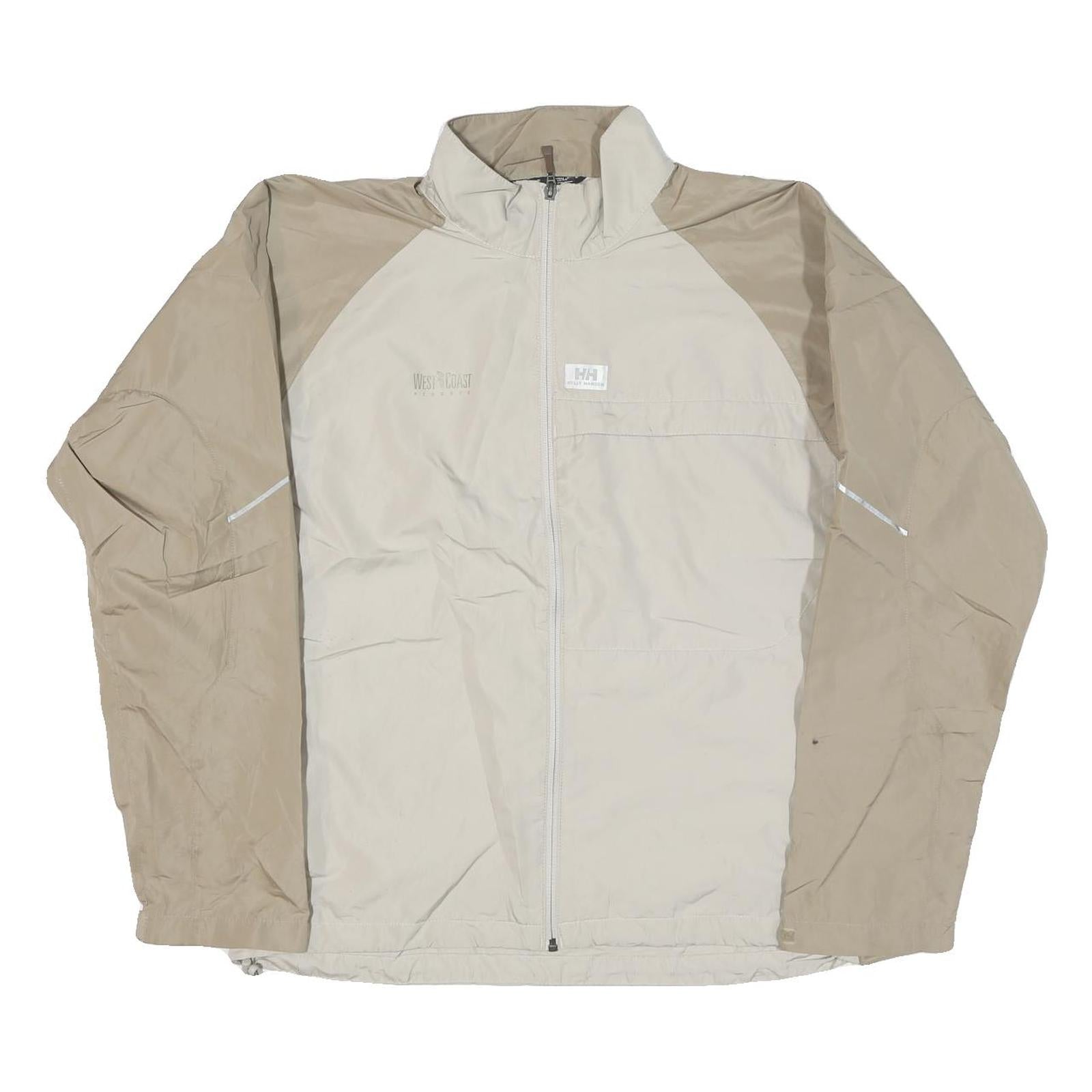 HELLY HANSEN Mens Beige & Cream Jacket M Nylon Plain Zip Casual Outdoor Refurbished - N/A refurbished available on Cerqular