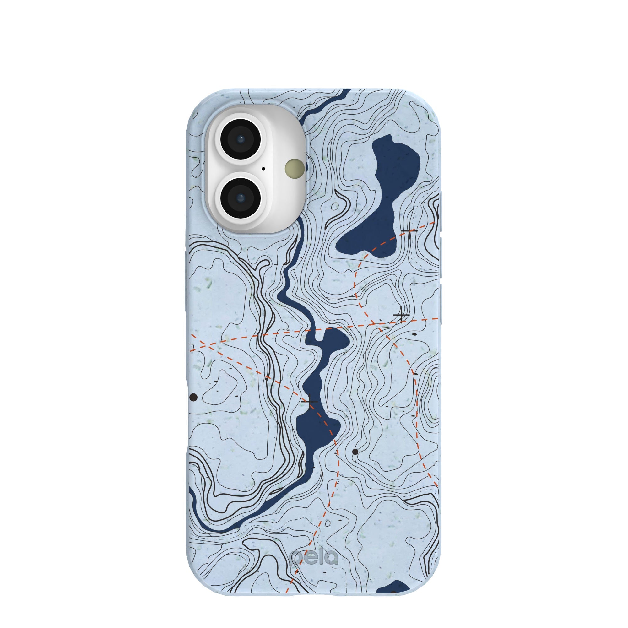 Powder Blue Contour Lines iPhone 16 Case Refurbished - Pela Case refurbished available on Cerqular