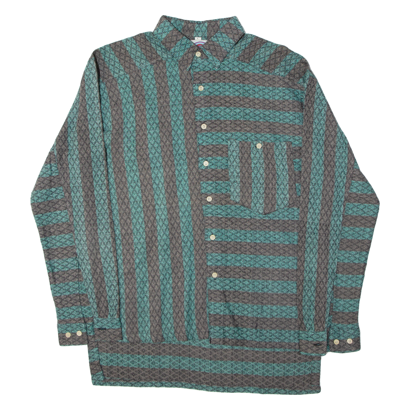 CAMP DERBY Mens Shirt Green Striped Long Sleeve L Refurbished - N/A refurbished available on Cerqular