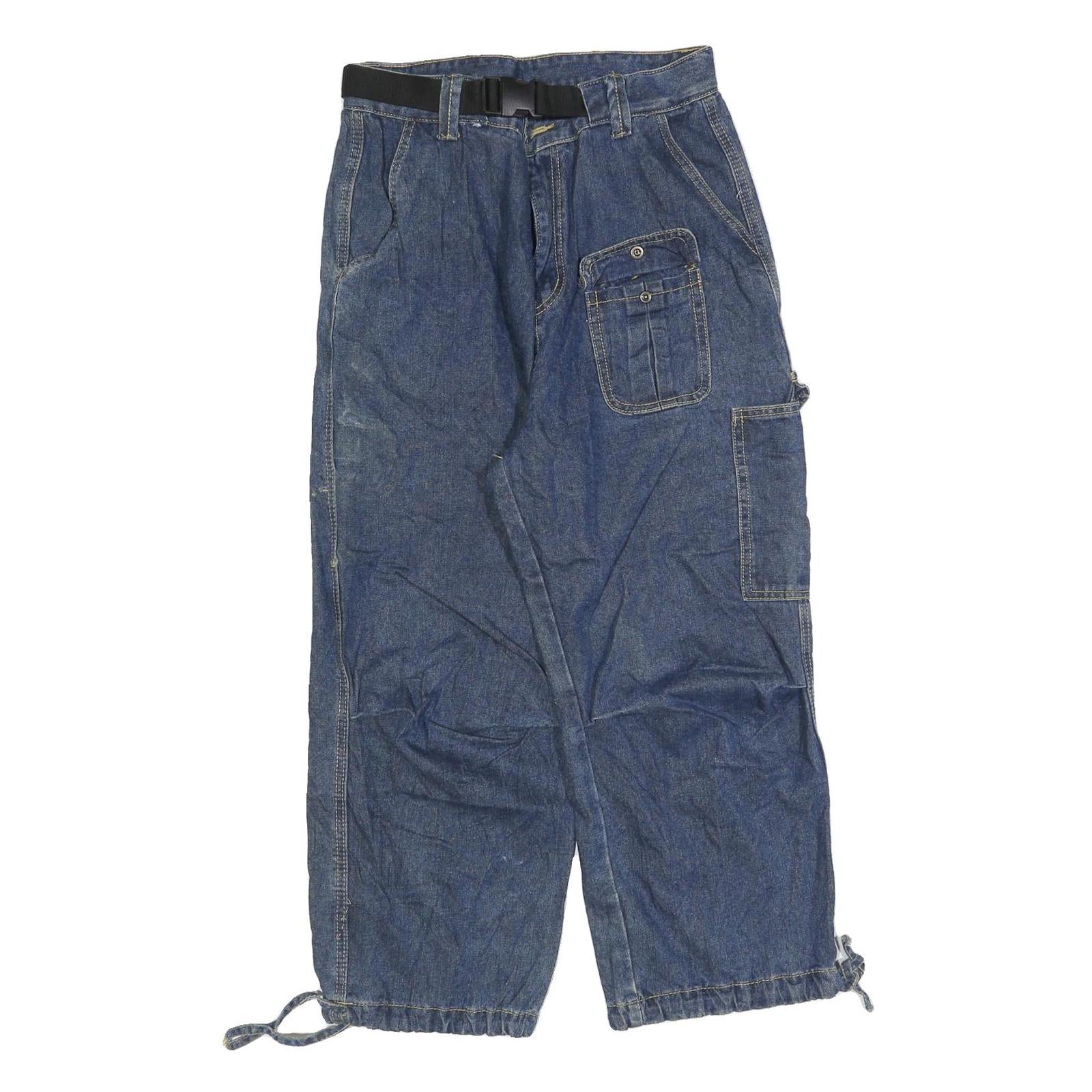 JHYO Womens Blue Relaxed Tapered Denim Medium W30 L25 Cargo Pocket Casual Refurbished - N/A refurbished available on Cerqular