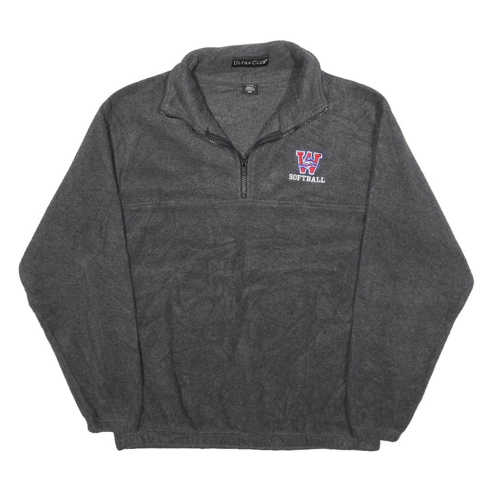 ULTRA CLUB Mens Grey W Softball Patterned Jumper 1/4 Zip Polyester Size M Casual Refurbished - N/A refurbished available on Cerqular