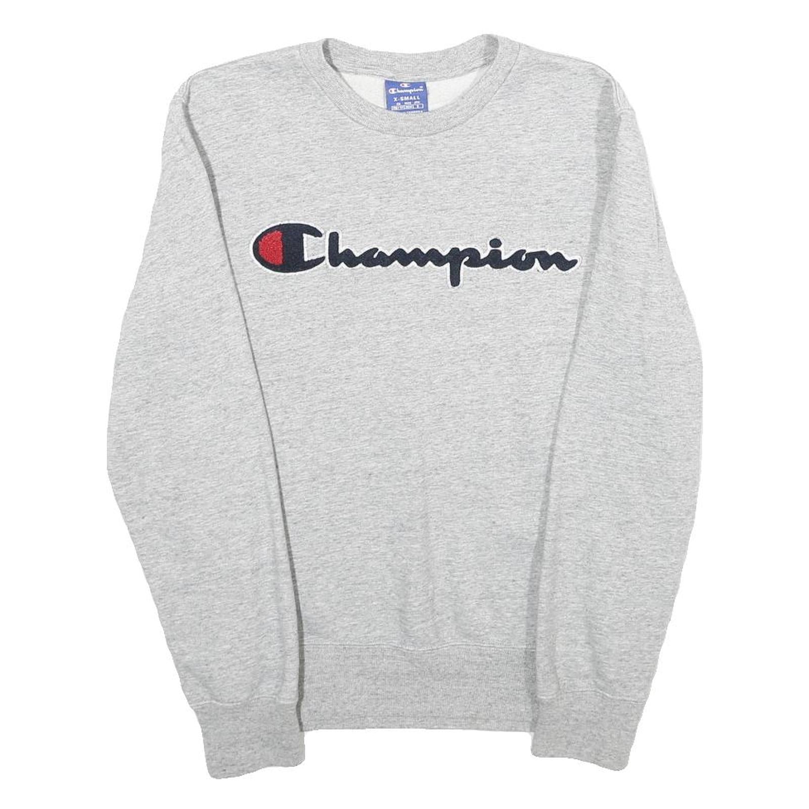 CHAMPION Mens Grey Cotton Blend Crew Neck XS Embroidered Logo Sweatshirt Refurbished - N/A refurbished available on Cerqular