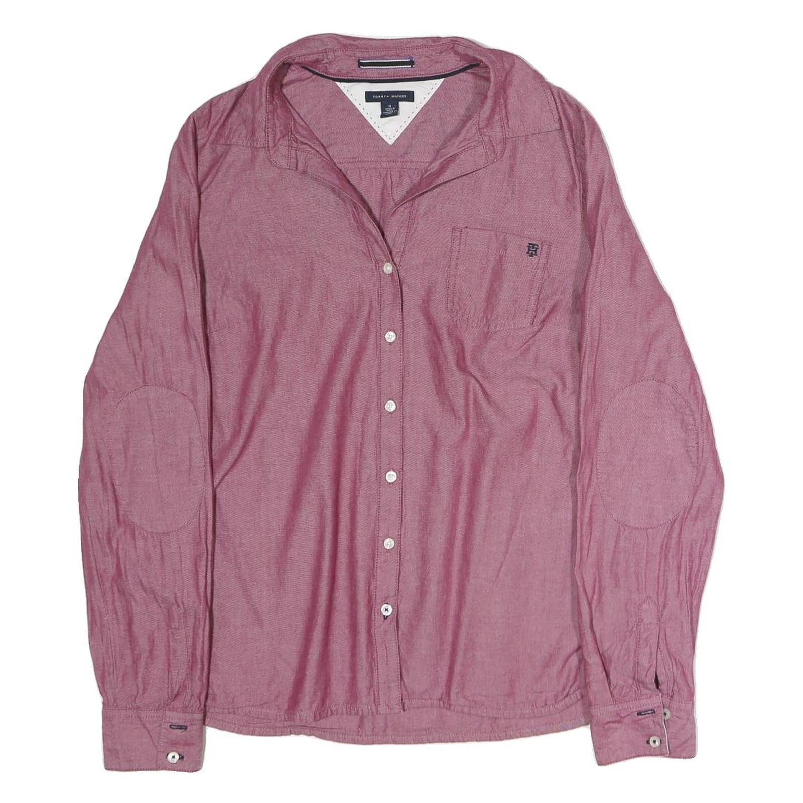 TOMMY HILFIGER Womens Red Casual Cotton Shirt M Long Sleeve Button Shirt Refurbished - N/A refurbished available on Cerqular