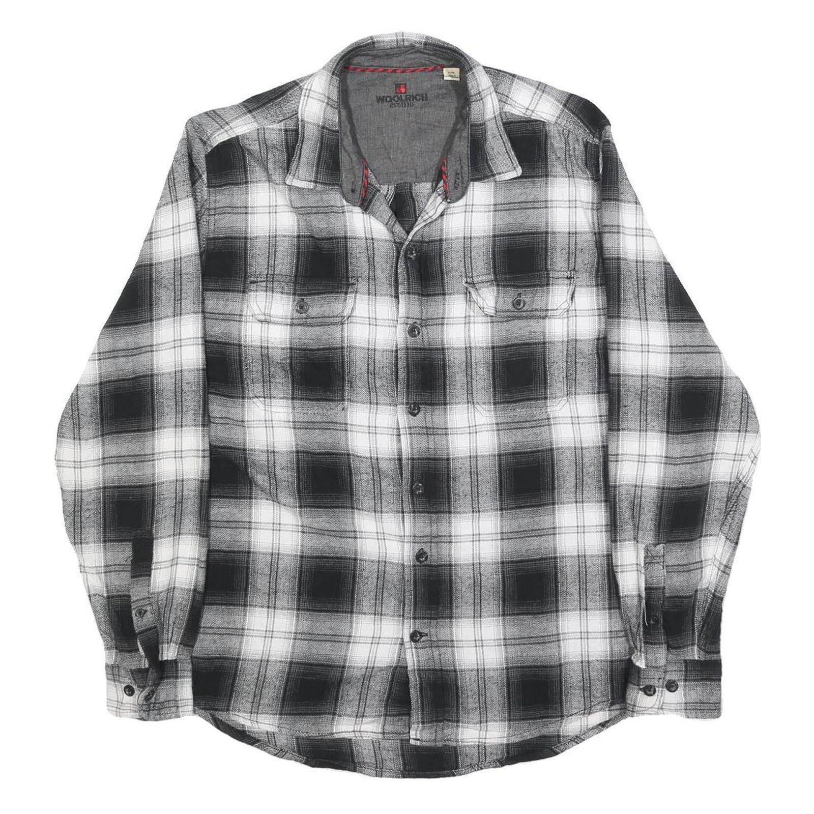 WOOLRICH Mens Black & White Check Shirt L Cotton Blend Long Sleeve Casual Refurbished - N/A refurbished available on Cerqular
