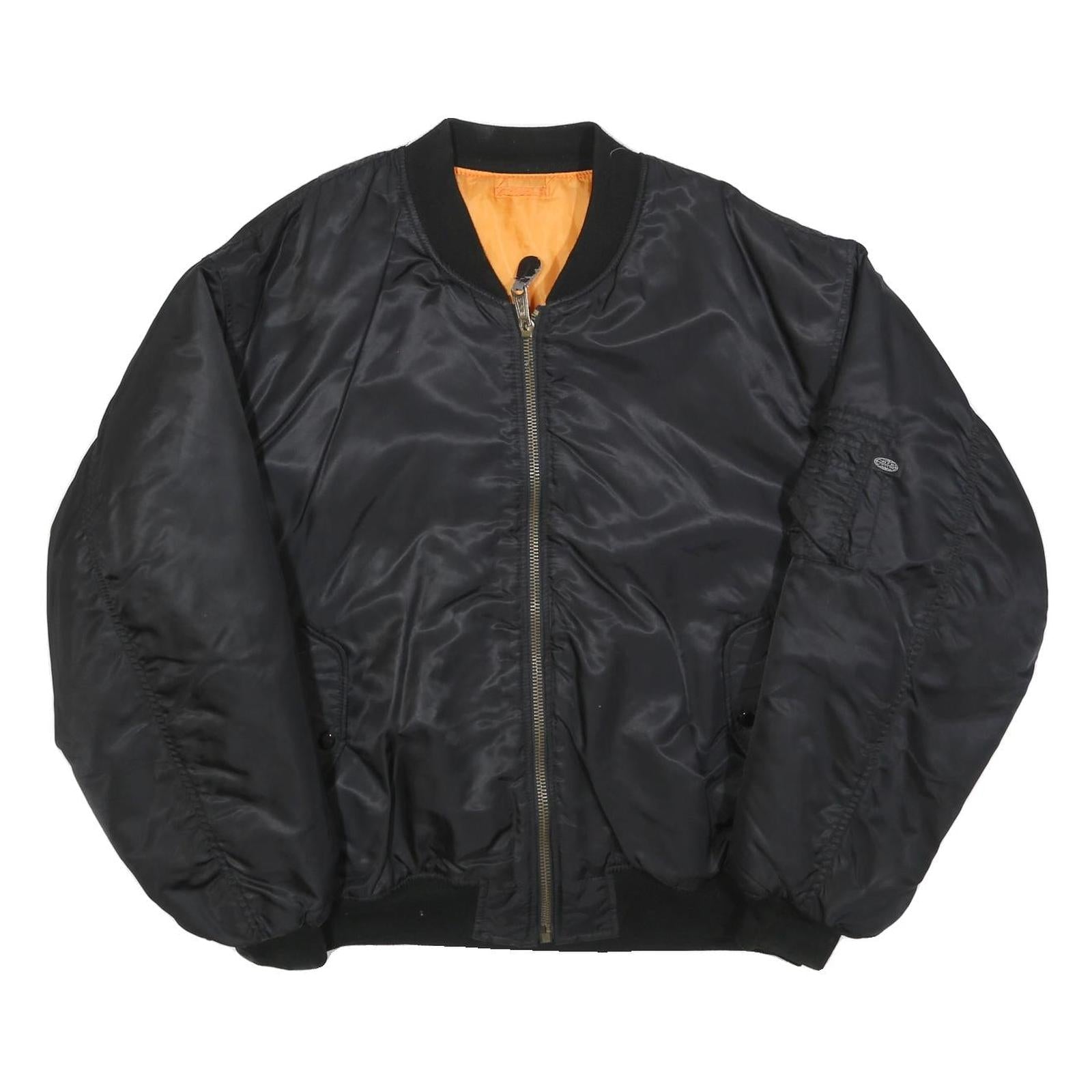 Mens Black Security Bomber Jacket 2XL Polyester Blend Zip Closure Classic Fit Refurbished - N/A refurbished available on Cerqular