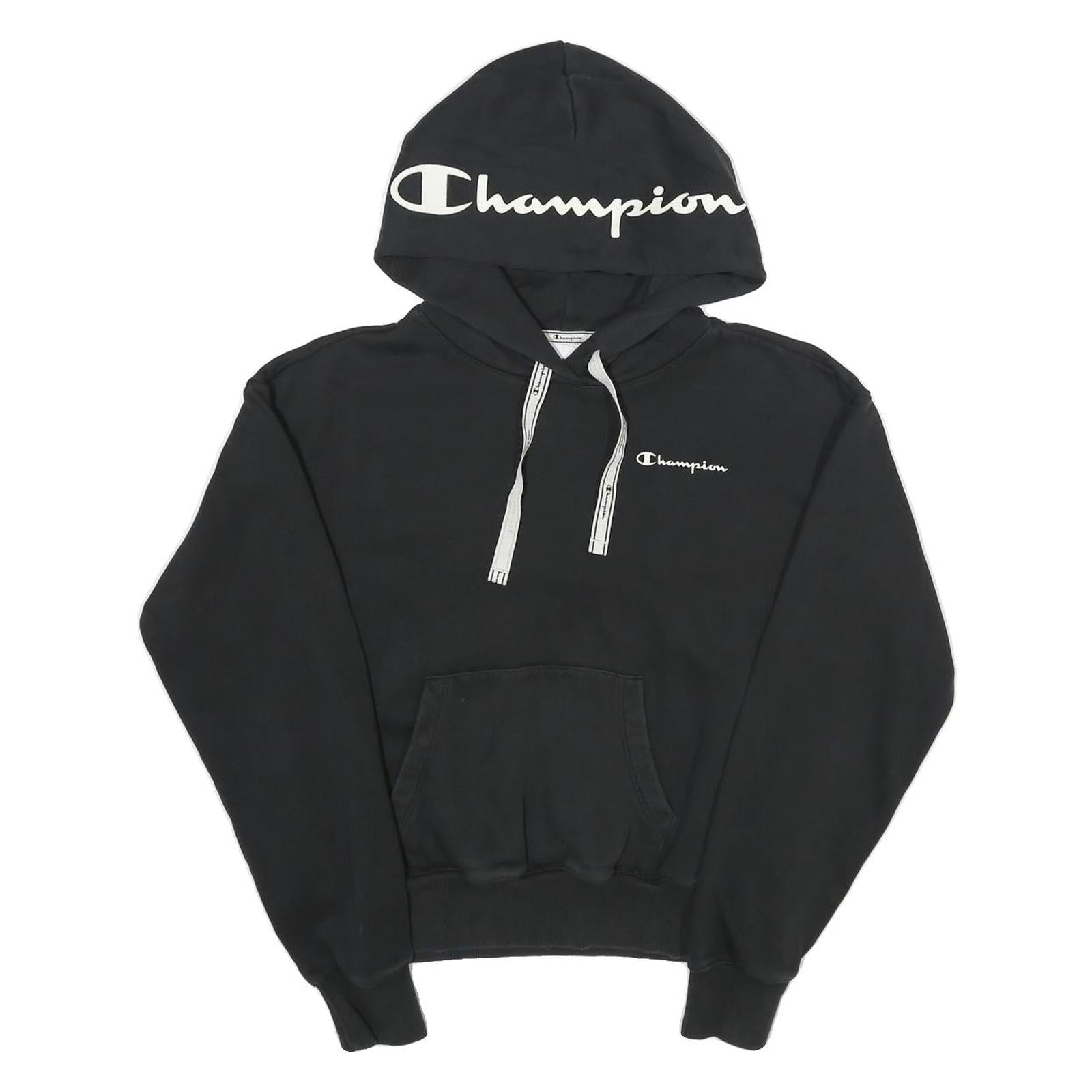 CHAMPION Womens Black Hoodie L Cotton Blend Pullover Drawstring Hood Refurbished - N/A refurbished available on Cerqular