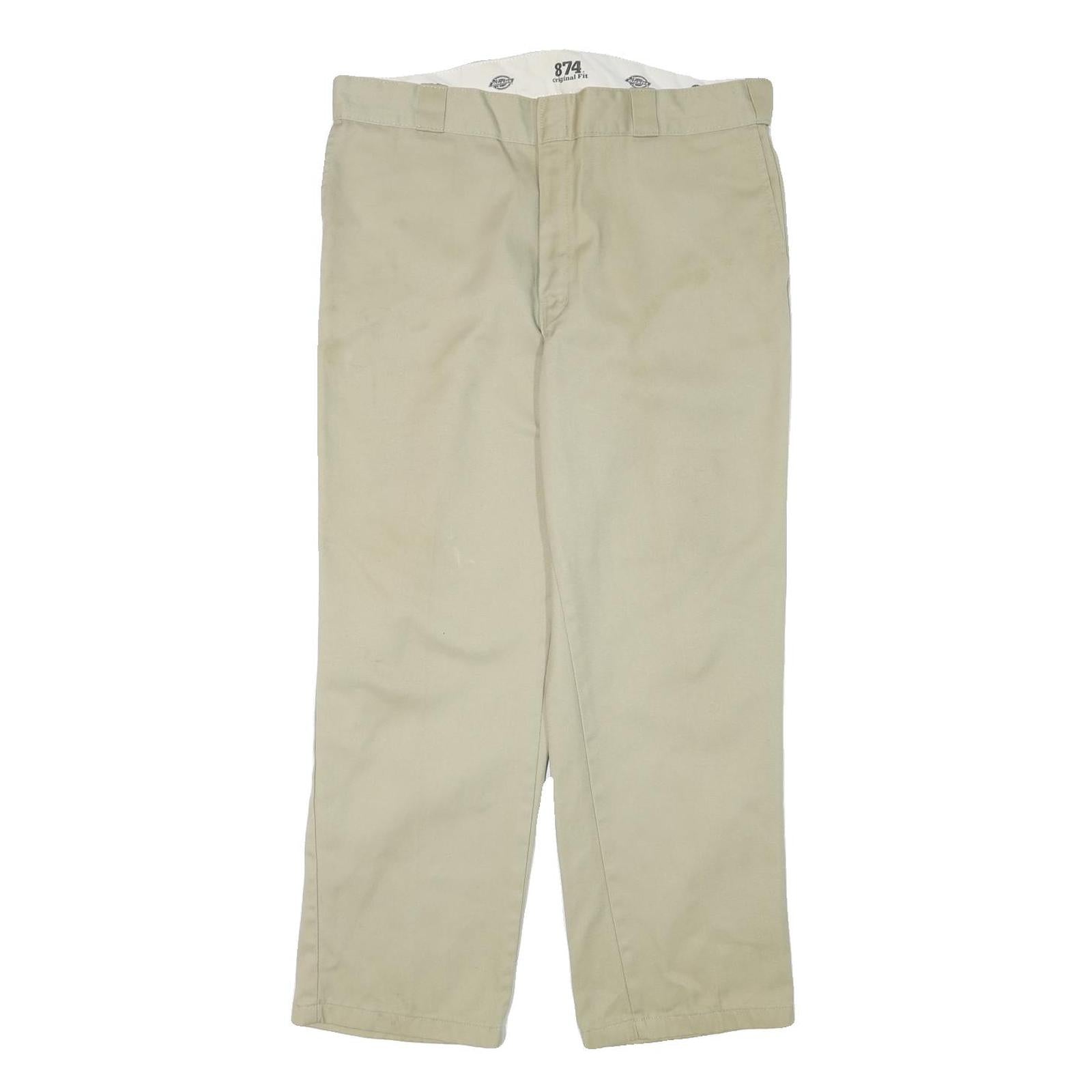 DICKIES Mens Cotton Blend Beige Regular Fit Straight Leg Trousers W36 L28 Refurbished - N/A refurbished available on Cerqular