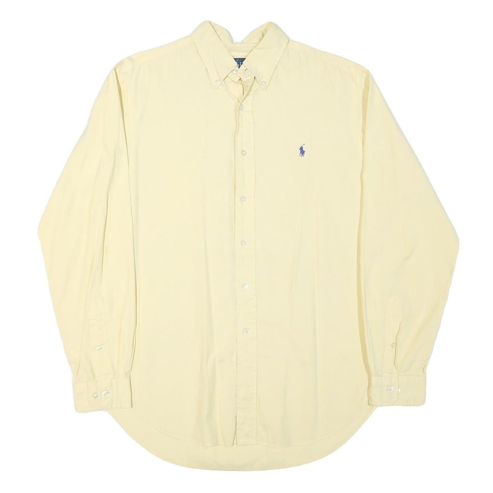 RALPH LAUREN Mens Cream Classic Fit L Cotton Blend Long Sleeve Shirt Refurbished - N/A refurbished available on Cerqular