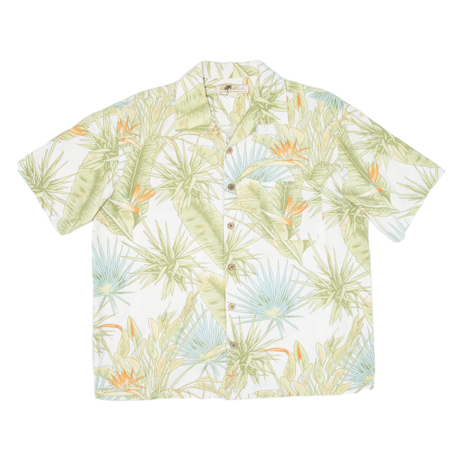 Mens Hawaiian Shirt Green Floral L Refurbished - N/A refurbished available on Cerqular