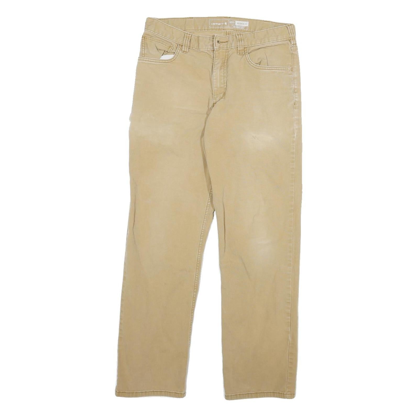 CARHARTT Mens Cotton Blend Beige Relaxed Straight Trousers W30 L29 Workwear Refurbished - N/A refurbished available on Cerqular