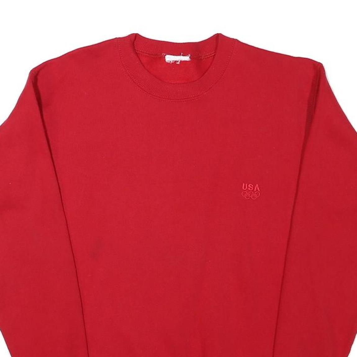 Mens Red Crew Neck Sweatshirt XS USA Olympic Logo Cotton Blend Pullover Refurbished - N/A refurbished available on Cerqular
