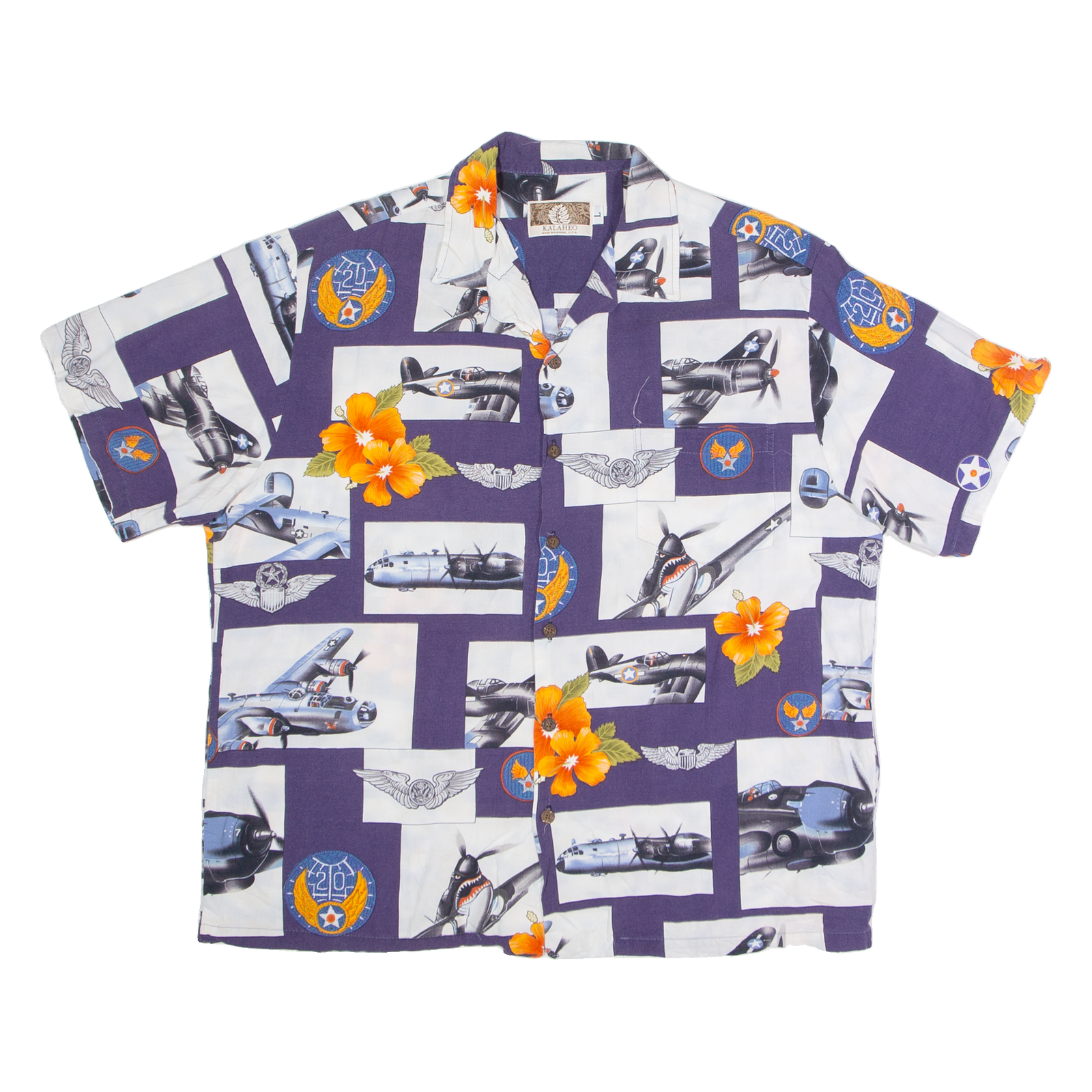 KALAHEO Mens Shirt Blue Floral L Refurbished - N/A refurbished available on Cerqular