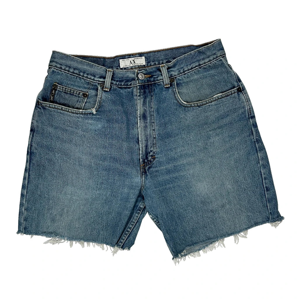 Made In USa Armani Exchange Denim Shorts - 34W 7L Blue Cotton Refurbished - Thrifted (note: this is a term often used to describe second- refurbished available on Cerqular