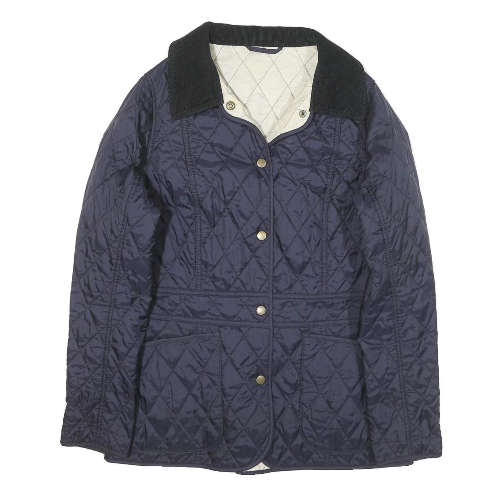 BARBOUR Womens Navy Quilted Jacket S Polyester Blend Button Closure Classic Refurbished - N/A refurbished available on Cerqular