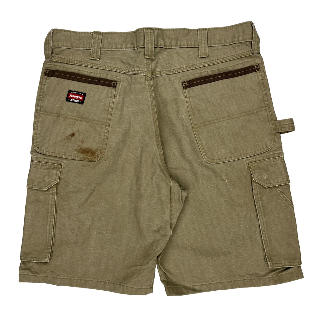 Wrangler Cargo Shorts - 36W 10L Khaki Cotton Refurbished - Thrifted (note: this is a term often used to describe second- refurbished available on Cerqular