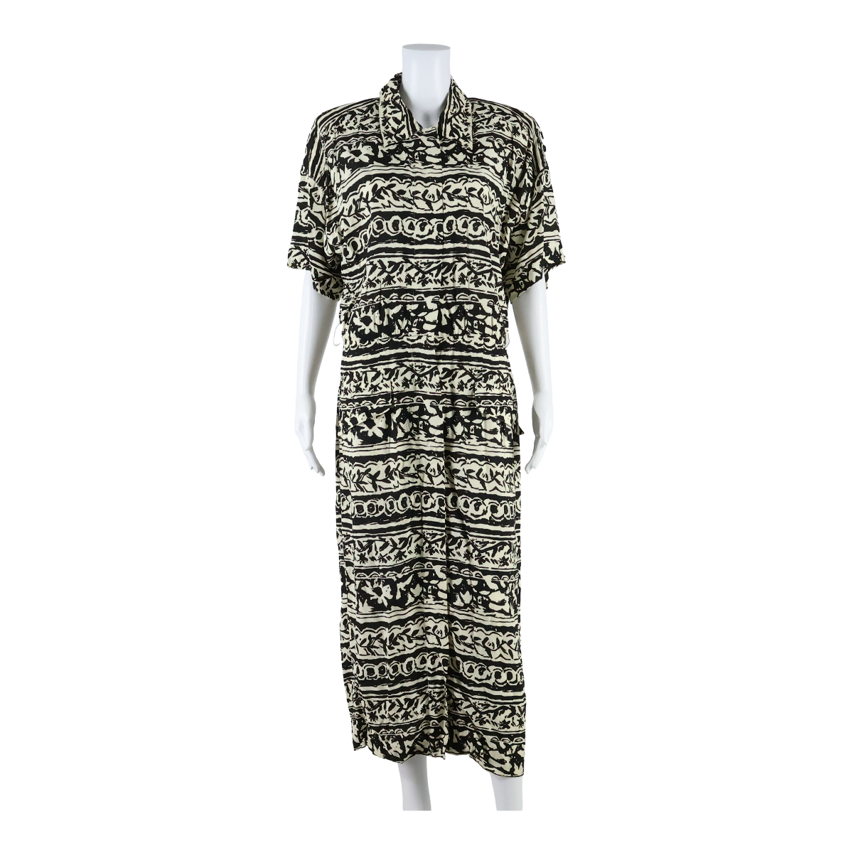 MAGGIE LONDON Womens Day Dress Cream Crazy Pattern Short Sleeve Long UK 12 Refurbished - N/A refurbished available on Cerqular