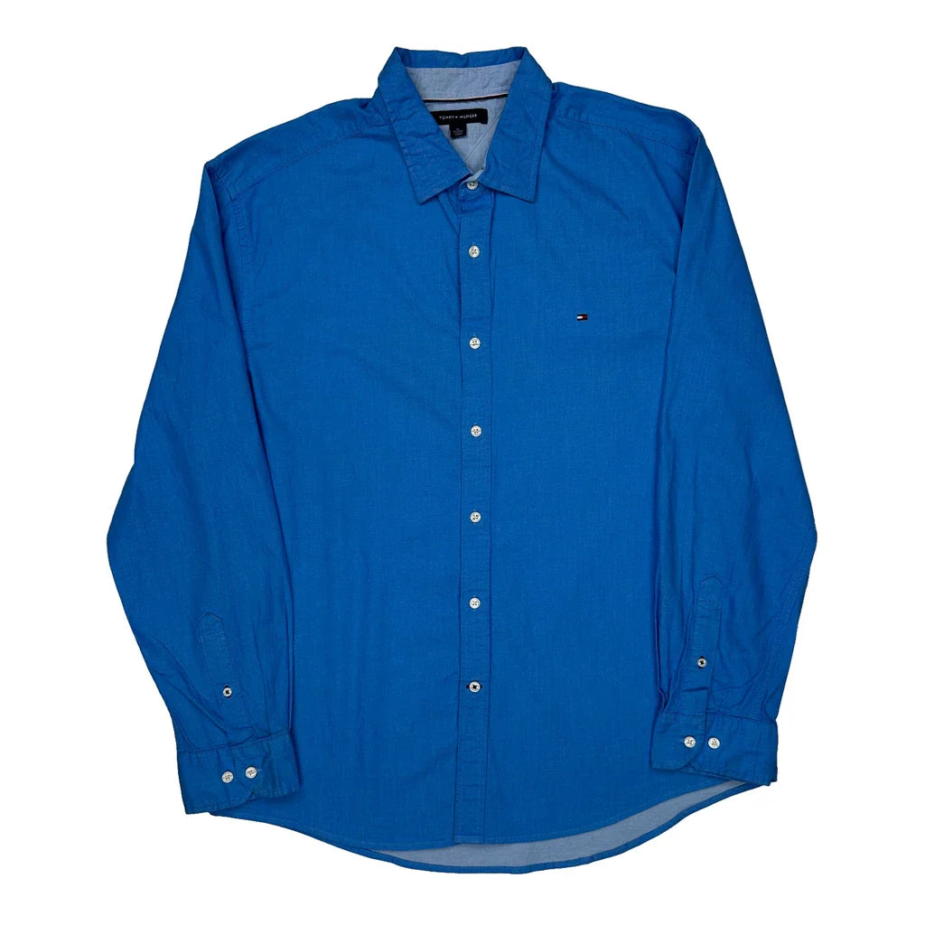 Tommy Hilfiger Shirt - XL Blue Cotton Refurbished - Thrifted (note: this is a term often used to describe second- refurbished available on Cerqular