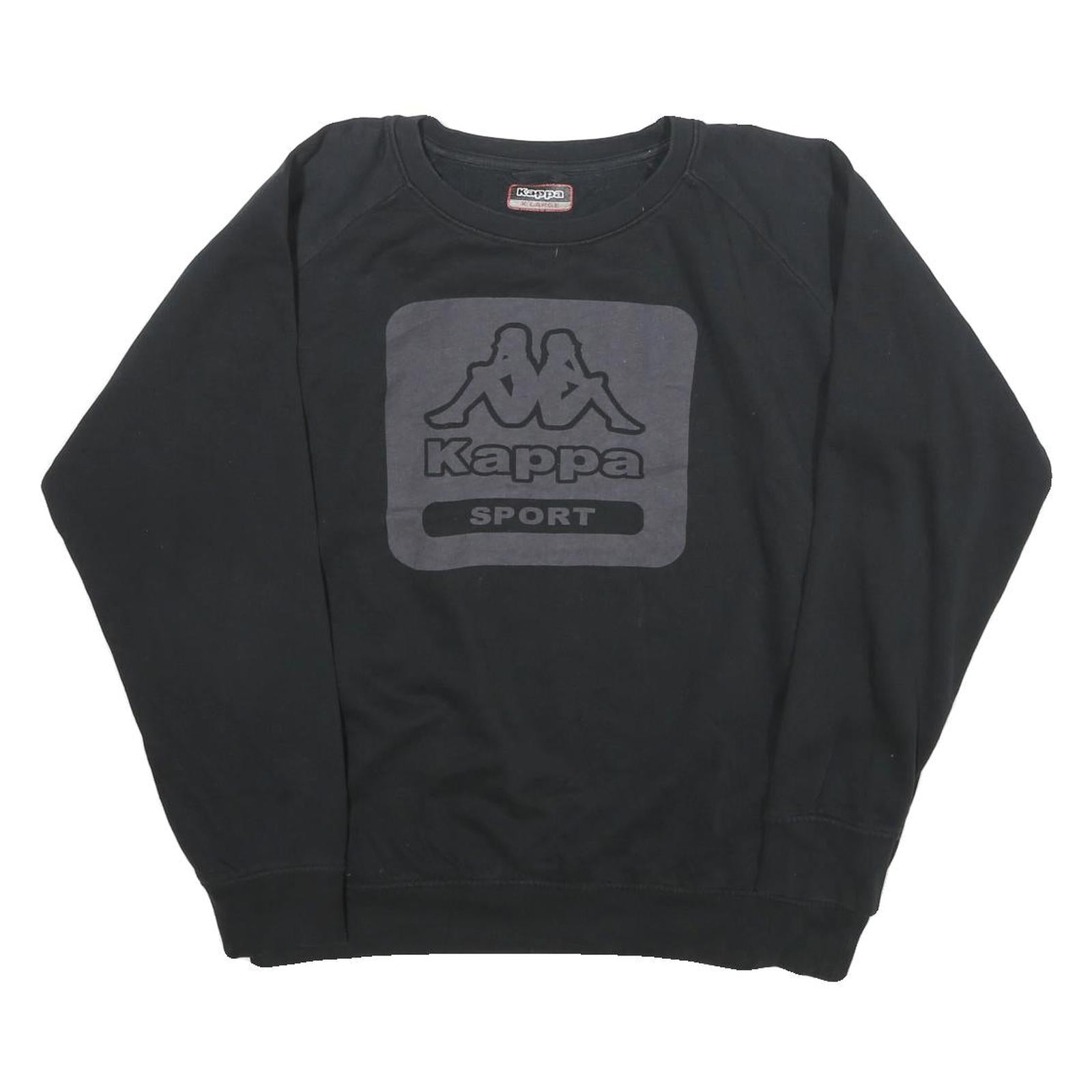KAPPA Mens Black Cotton Blend Black Sport Crew Neck Sweatshirt XL Logo Print Refurbished - N/A refurbished available on Cerqular