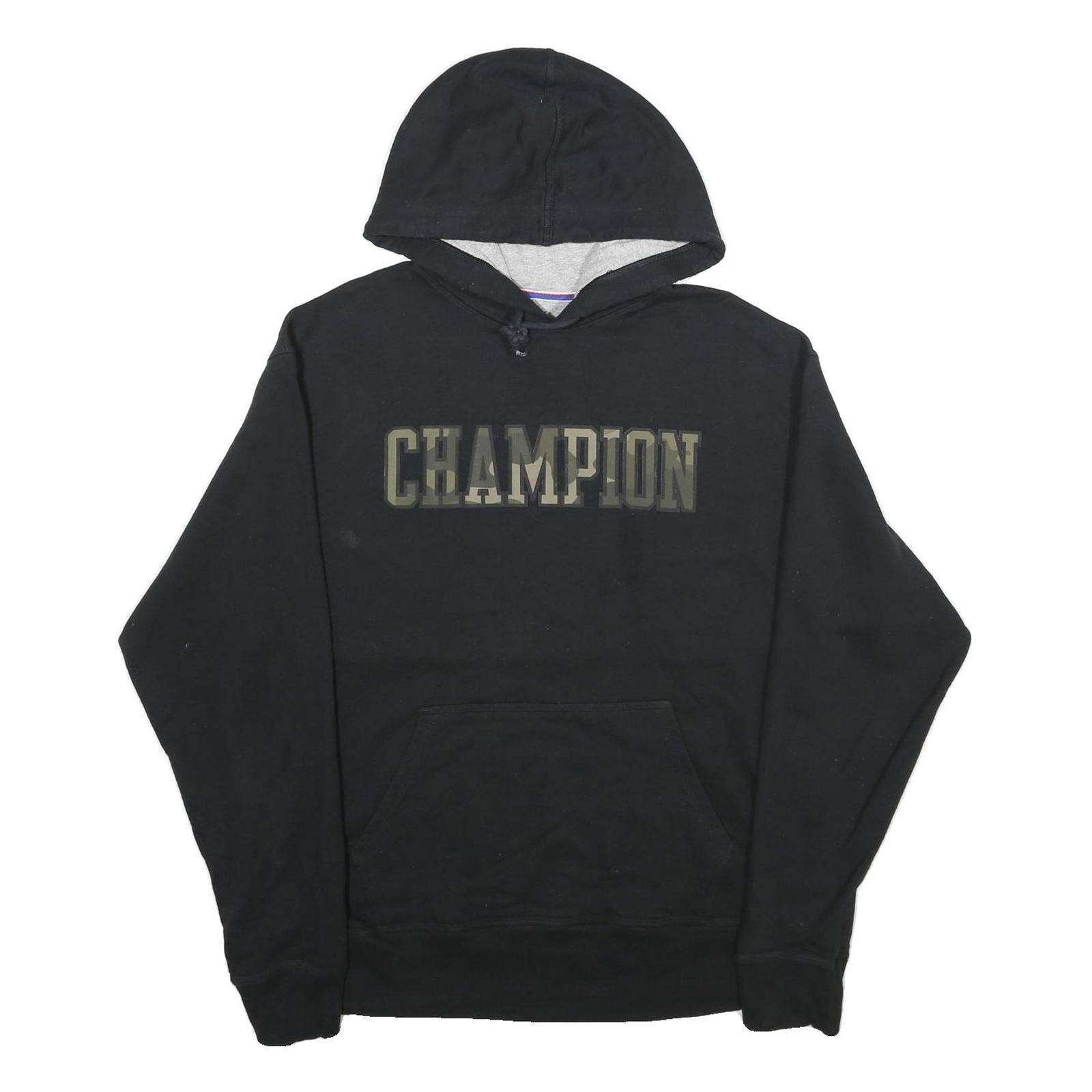 CHAMPION Mens Black Pullover Hoodie L Cotton Blend Classic Logo Hoodie Refurbished - N/A refurbished available on Cerqular
