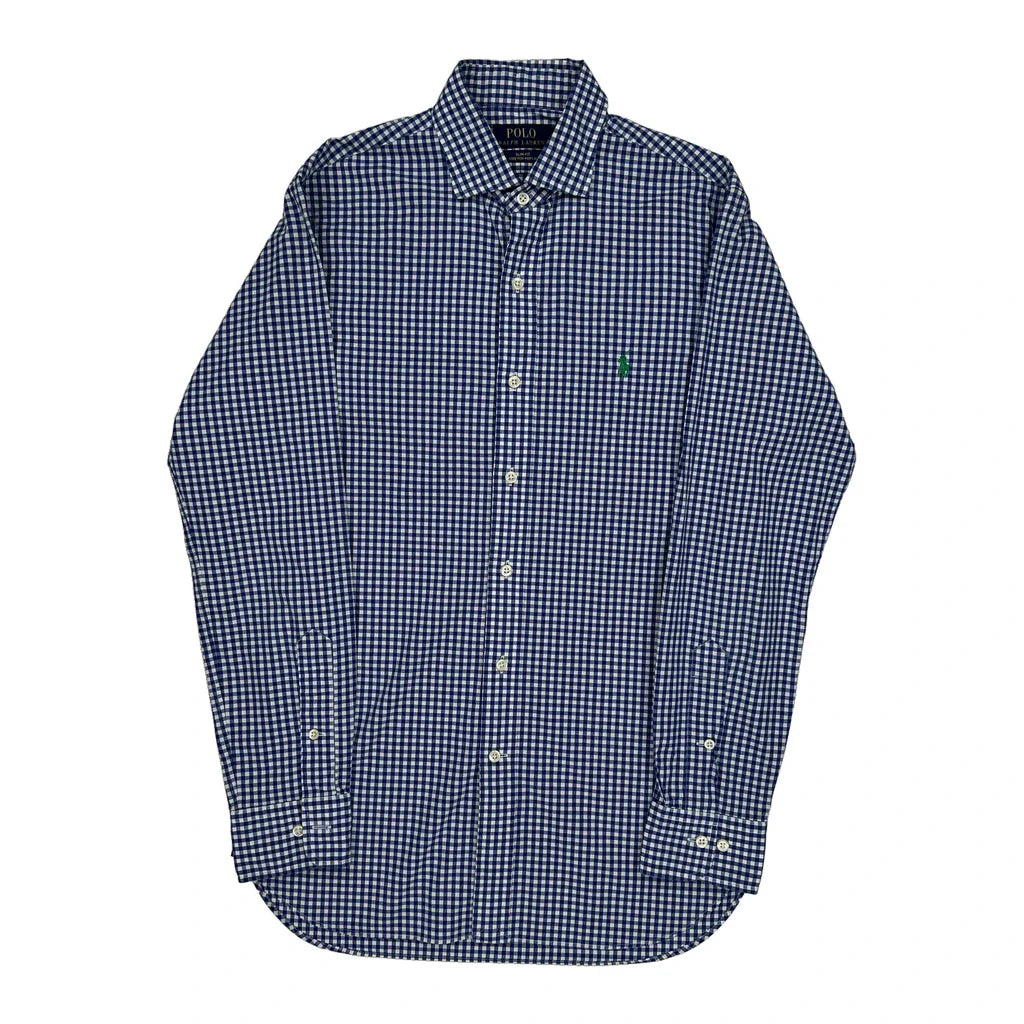Polo By Ralph Lauren Checked Shirt - Small Blue Cotton Refurbished - Thrifted (note: this is a term often used to describe second- refurbished available on Cerqular