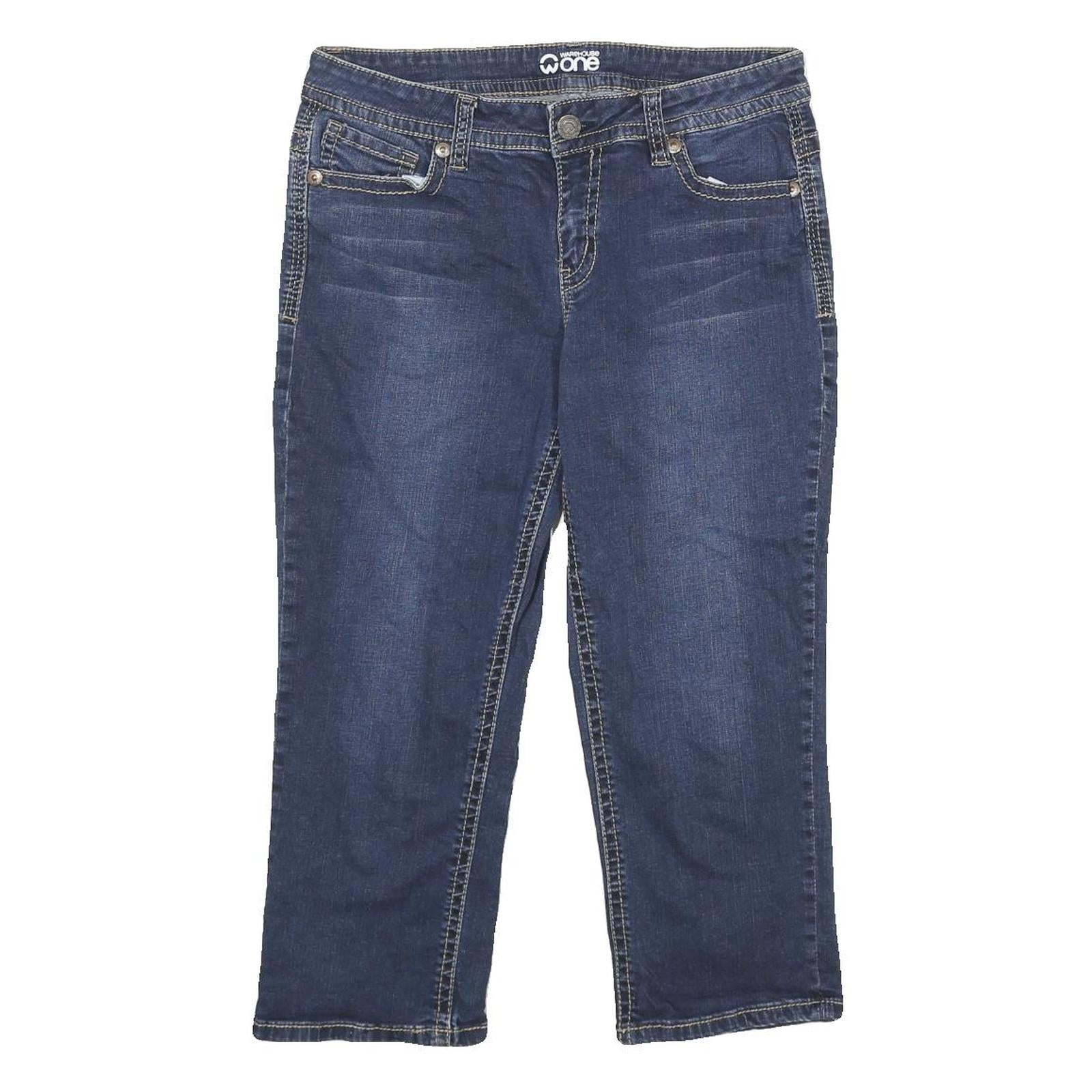 WAREHOUSE ONE Womens Jeans Blue Regular Straight Denim Medium W30 L21 Zip Cotton Refurbished - N/A refurbished available on Cerqular