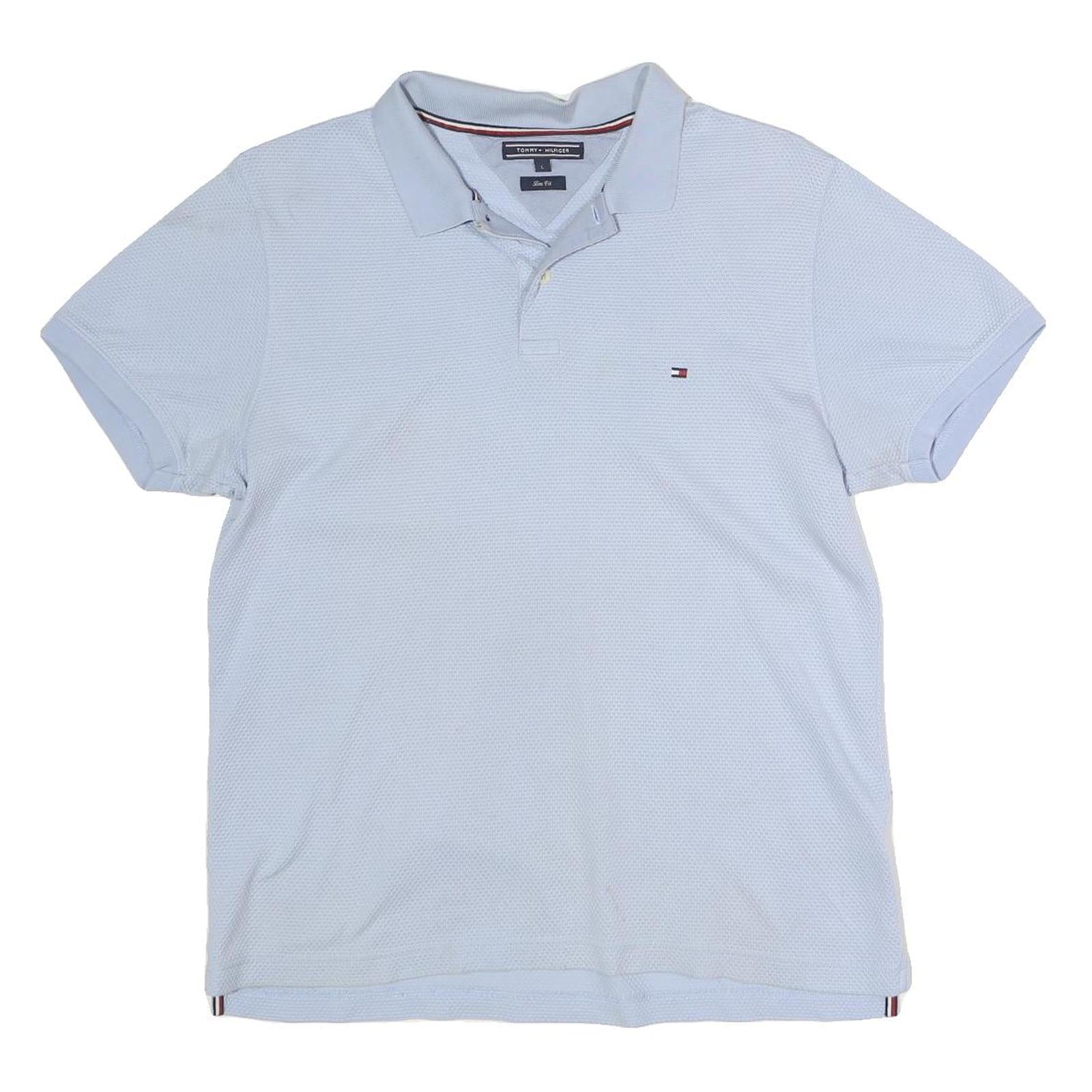 TOMMY HILFIGER Mens Blue Slim Fit Short Sleeve Plain Polo Shirt L Refurbished - N/A refurbished available on Cerqular