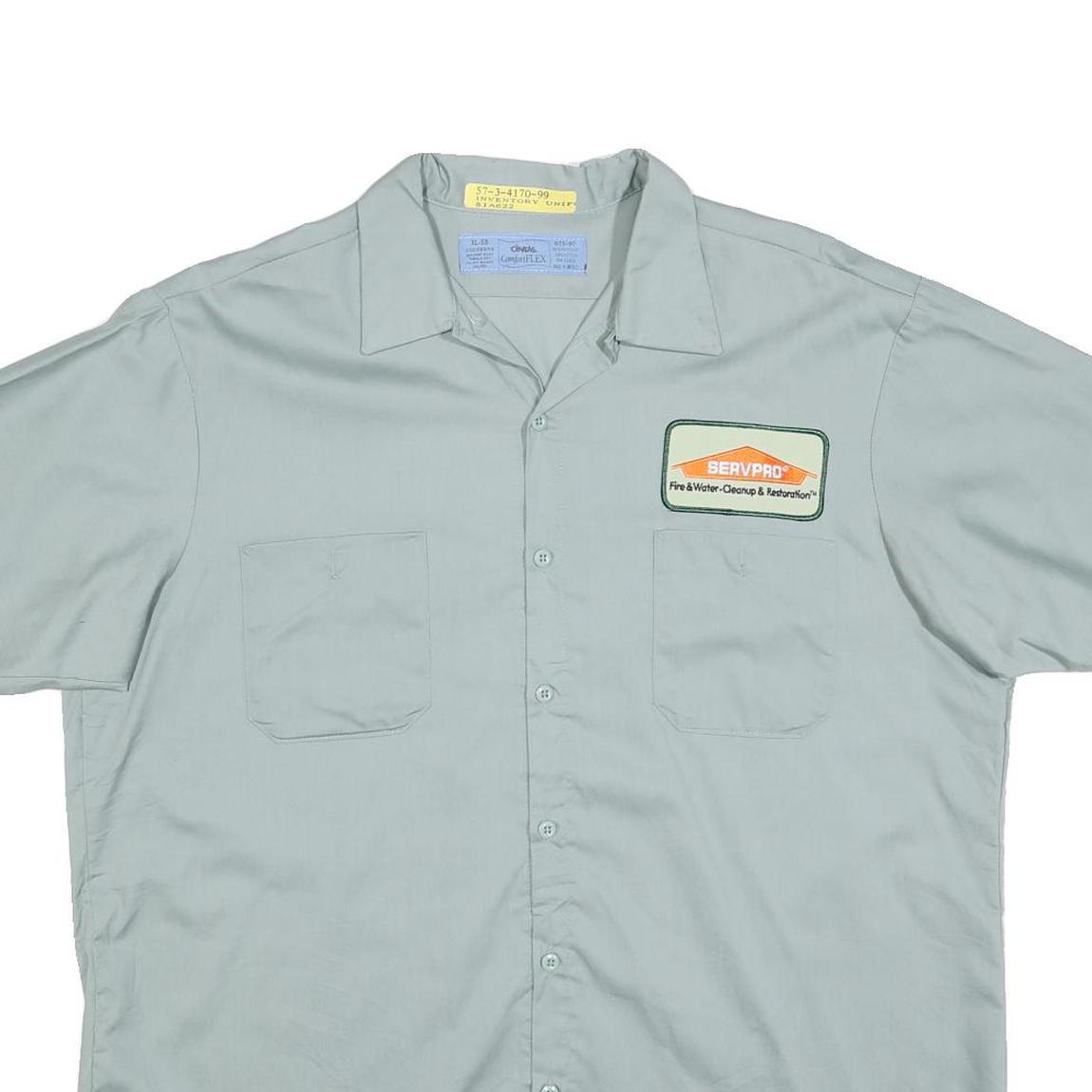 CINTAS Mens Blue Work Shirt XL Cotton Blend Short Sleeve Button Front Refurbished - N/A refurbished available on Cerqular