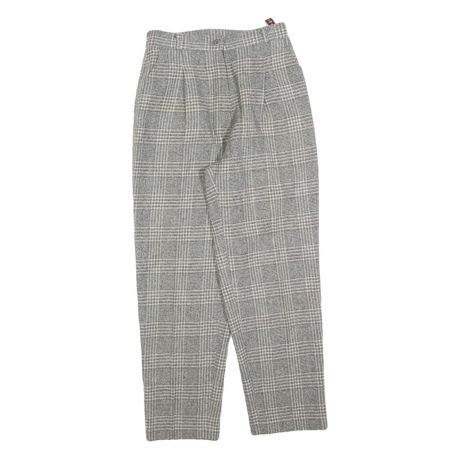 Womens Grey Wool Blend Regular Fit Straight Leg Trousers W26 L26 Classic Check Refurbished - N/A refurbished available on Cerqular
