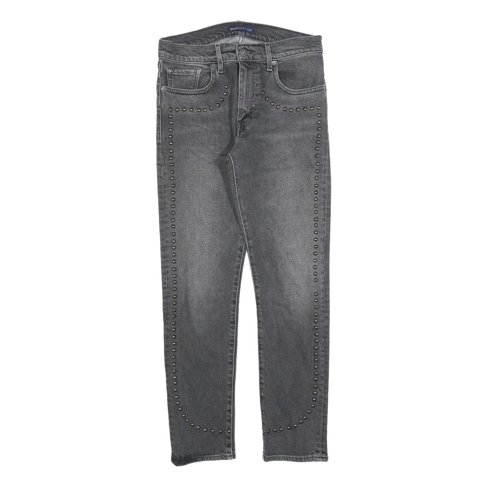 LEVI'S Womens Grey Slim Skinny Denim Light W27 L27 Studded Detail Jeans Refurbished - N/A refurbished available on Cerqular