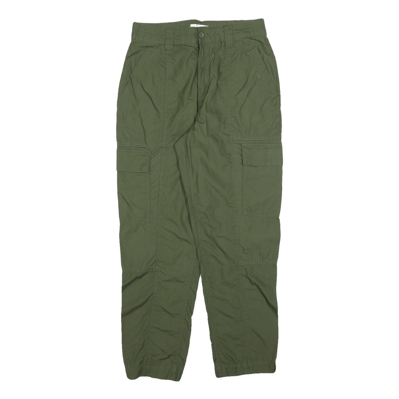 H&M Womens Cotton Blend Green Regular Cargo Trousers W28 L28 Zip Pockets Refurbished - N/A refurbished available on Cerqular
