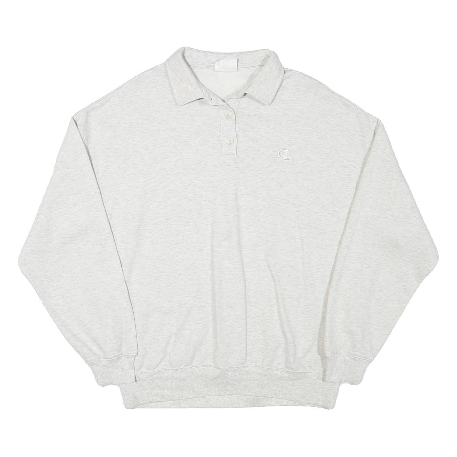 CHAMPION Mens White Cotton Blend Polo Collar M Sweatshirt Pullover Classic Logo Refurbished - N/A refurbished available on Cerqular