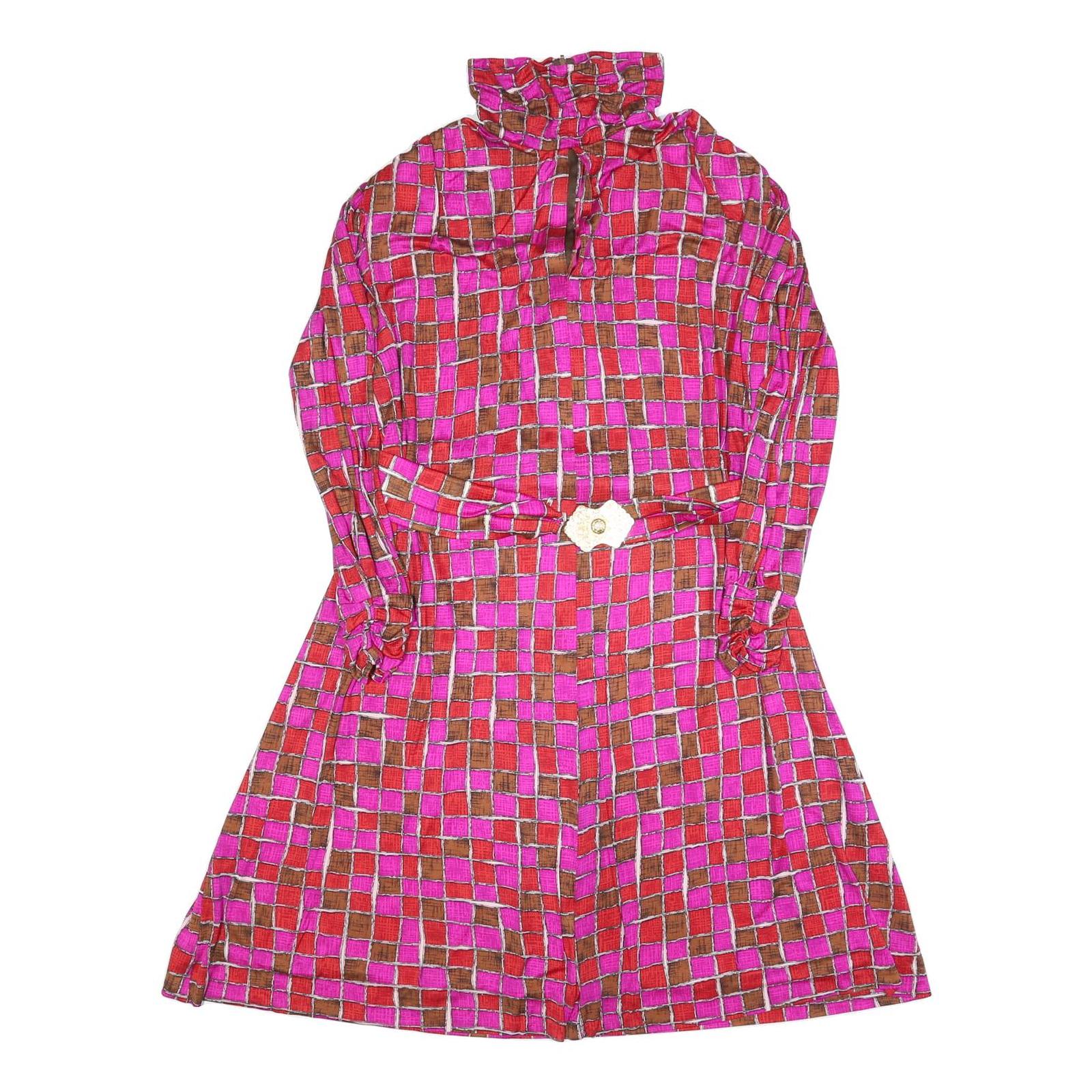 FRANCOISE DESARBRE Womens Pink & Brown Geometric Mini Dress Polyester Blend Long Refurbished - N/A refurbished available on Cerqular