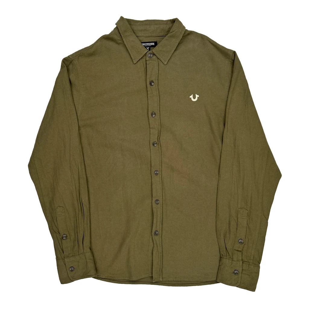 Buy Estd 2002 True Religion Shirt - Large Green Cotton Refurbished - $66.99 Estd 2002 True Religion Shirt - Large Green Cotton Refurbished - Thrifted (note: this is a term often used to describe second- refurbished available on Cerqular