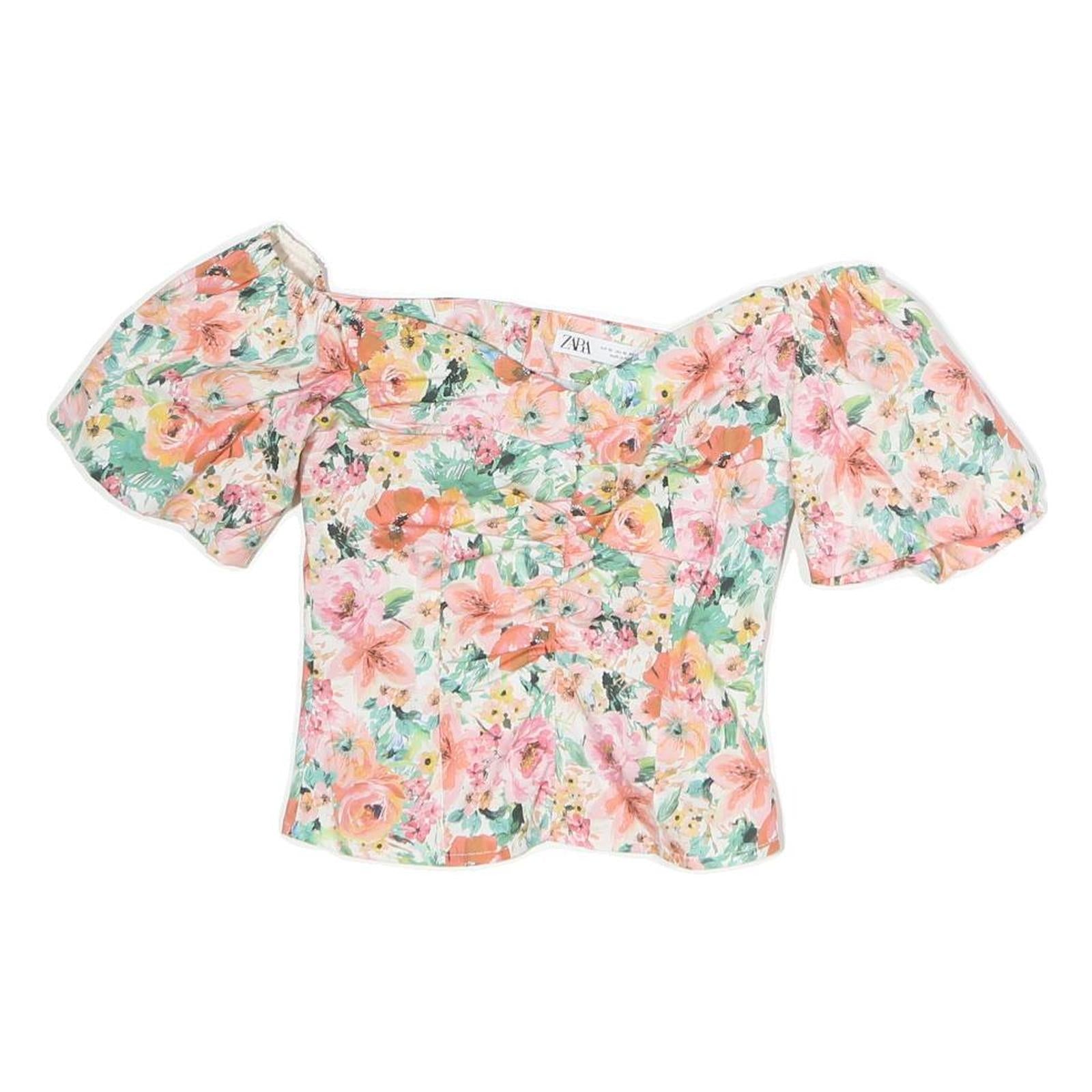 Buy ZARA Womens White & Pink Floral Printed Bardot Top Short Sleeve XS Refurbished - $18.19 ZARA Womens White & Pink Floral Printed Bardot Top Short Sleeve XS Refurbished - N/A refurbished available on Cerqular