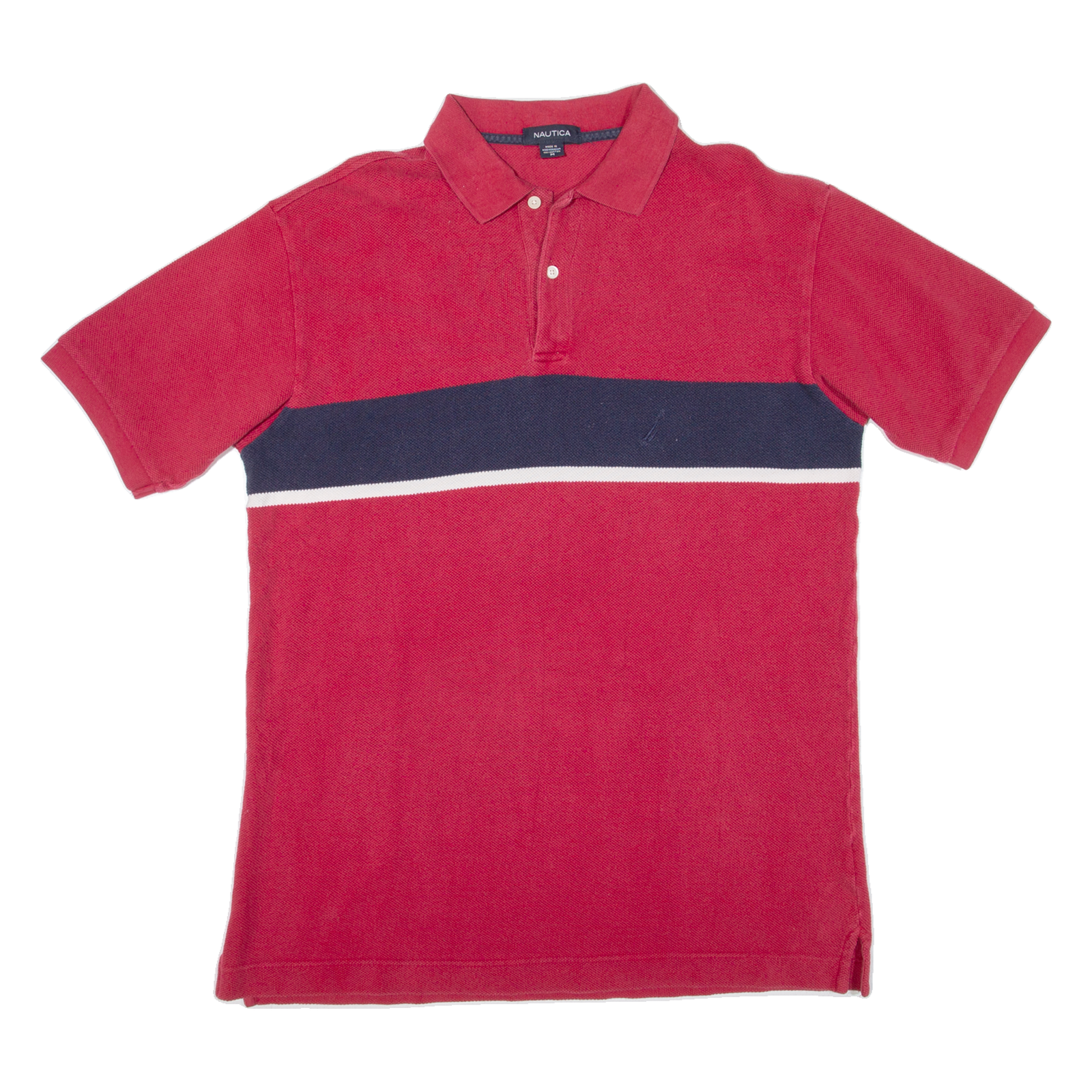 NAUTICA Mens Polo Shirt Red Striped M Refurbished - N/A refurbished available on Cerqular