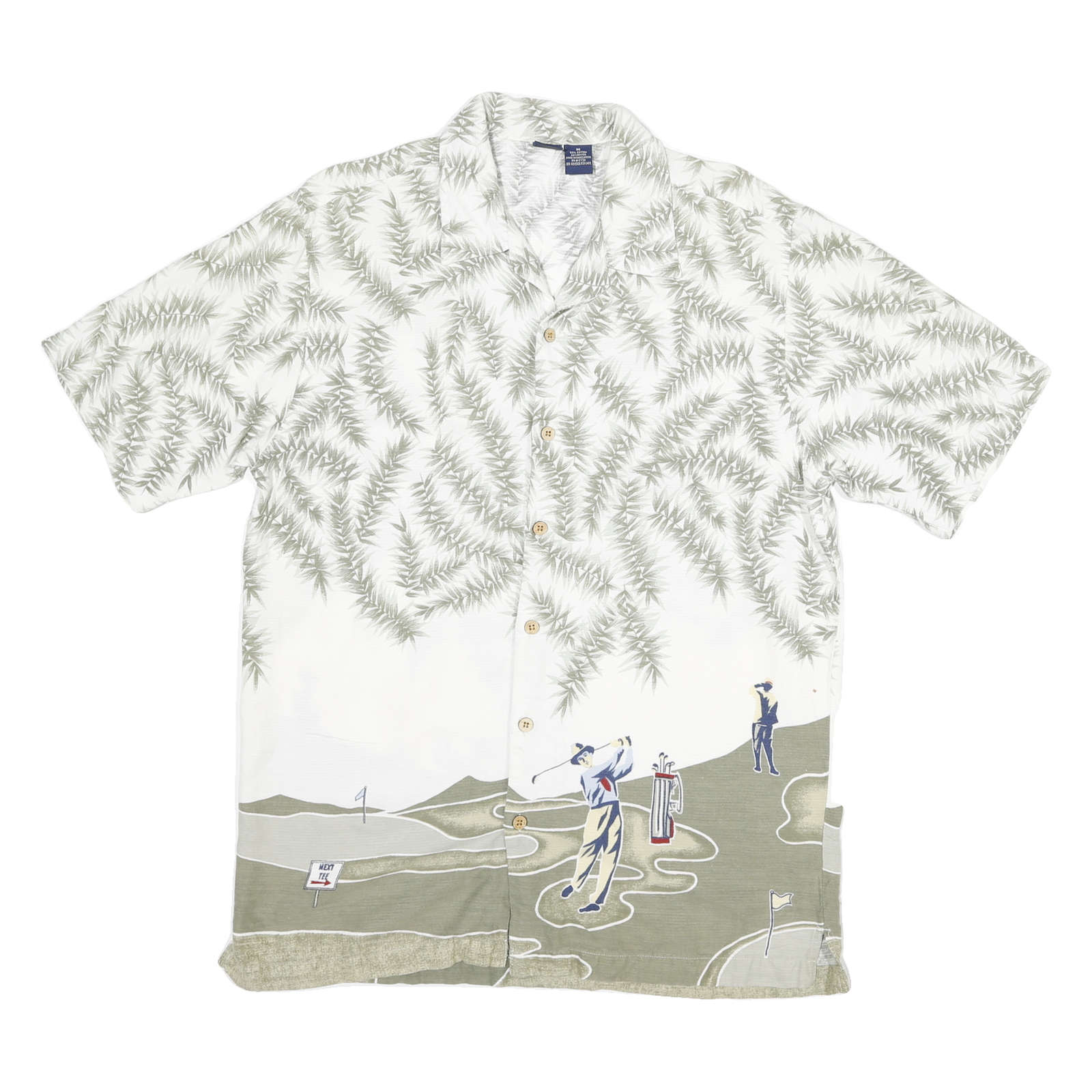 CHEROKEE Mens White & Green Golf Print Cotton Blend Shirt M Casual Summer Refurbished - N/A refurbished available on Cerqular