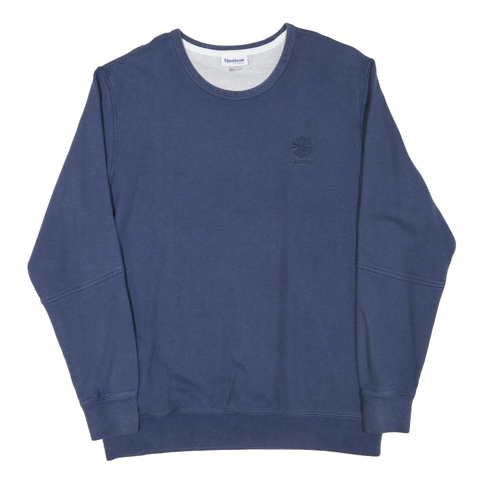 REEBOK Mens Blue Crew Neck XL Sweatshirt Classic Logo Cotton Blend Pullover Refurbished - N/A refurbished available on Cerqular