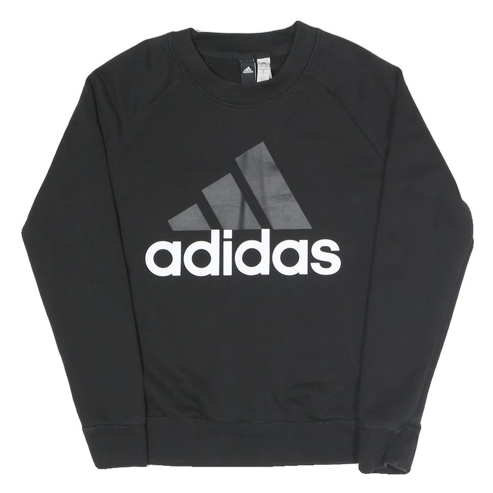 ADIDAS Womens Black Cotton Blend Crew Neck S Logo Sweatshirt Pullover Refurbished - N/A refurbished available on Cerqular