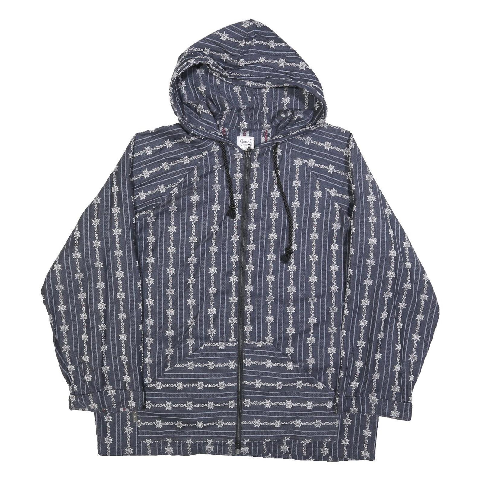 JENNI Womens Blue Patterned Zip Hoodie L Cotton Blend Casual Everyday Wear Refurbished - N/A refurbished available on Cerqular