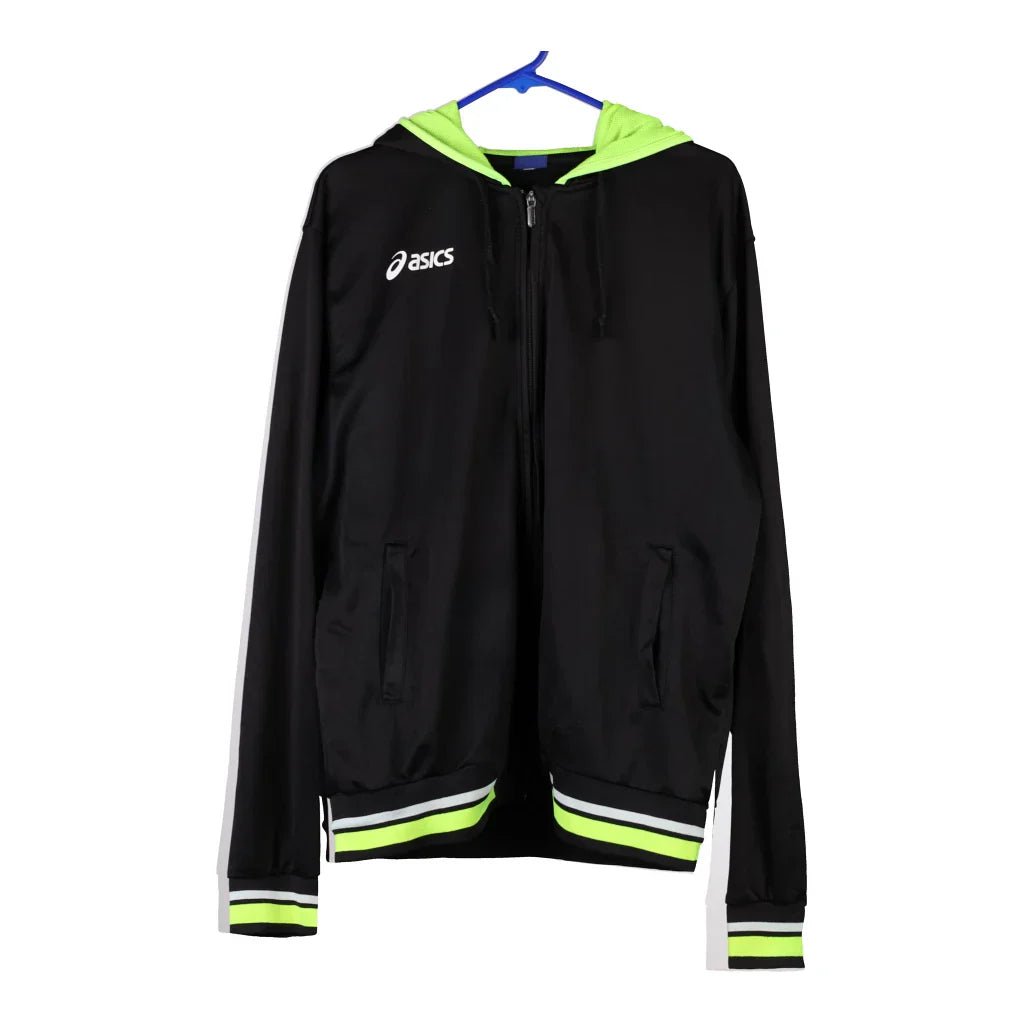 Asics Track Jacket - Large Black Polyester Refurbished - Thrifted (note: this is a term often used to describe second- refurbished available on Cerqular