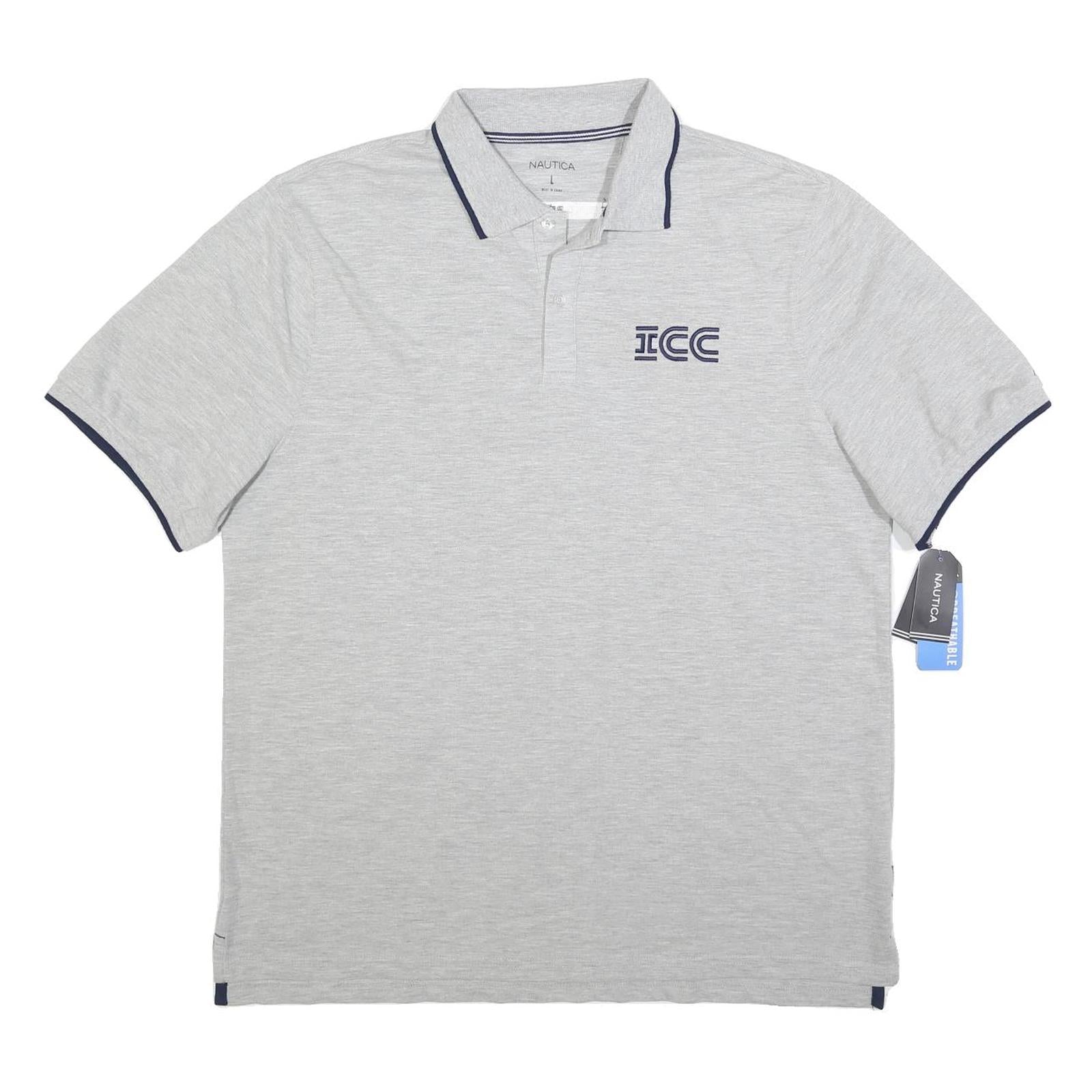 NAUTICA Mens Grey Polo Shirt Short Sleeve Cotton Blend L Classic ICC Logo Refurbished - N/A refurbished available on Cerqular