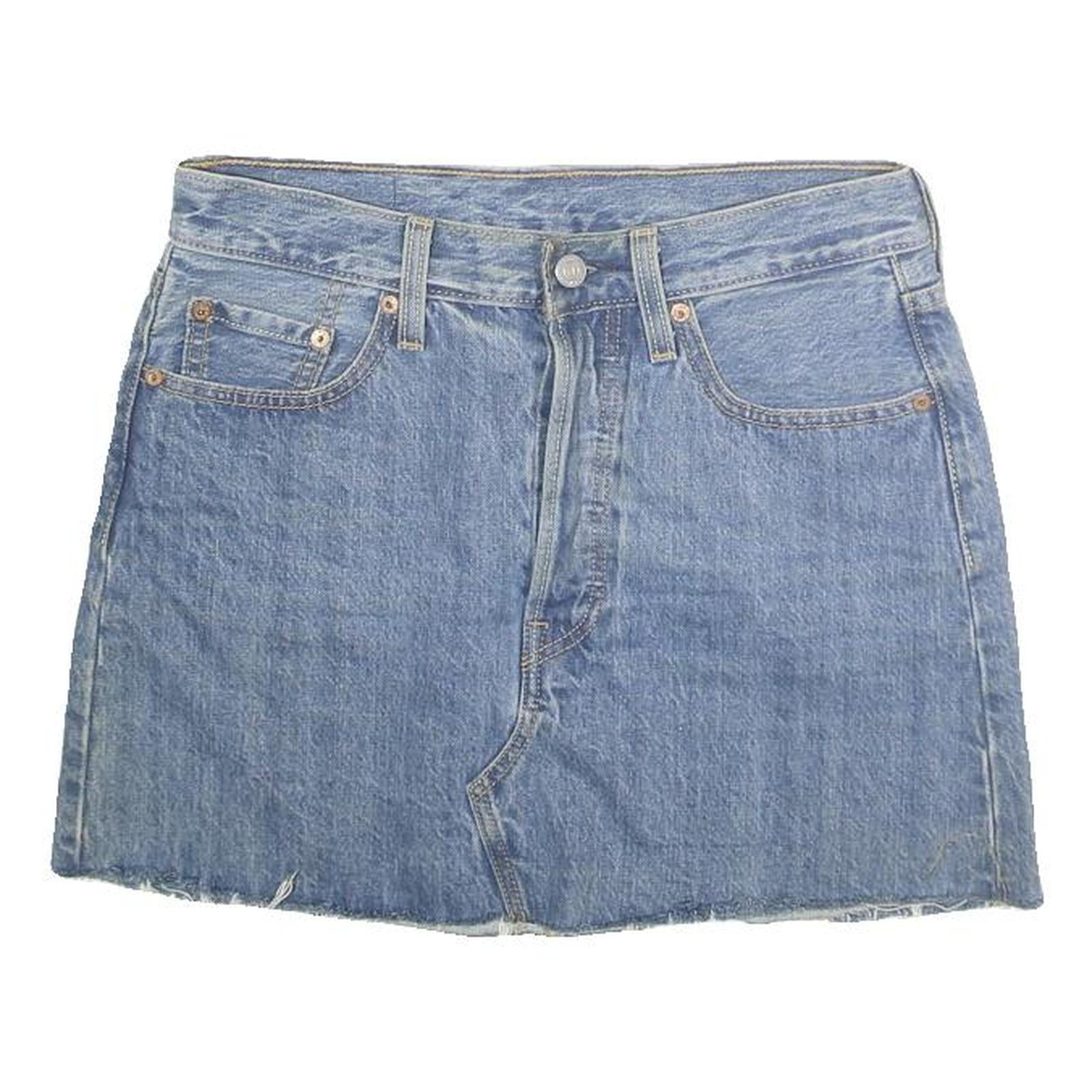 LEVI'S Womens Blue Denim Mini Cotton Blend Skirt S Raw Hem Casual Summer Refurbished - N/A refurbished available on Cerqular
