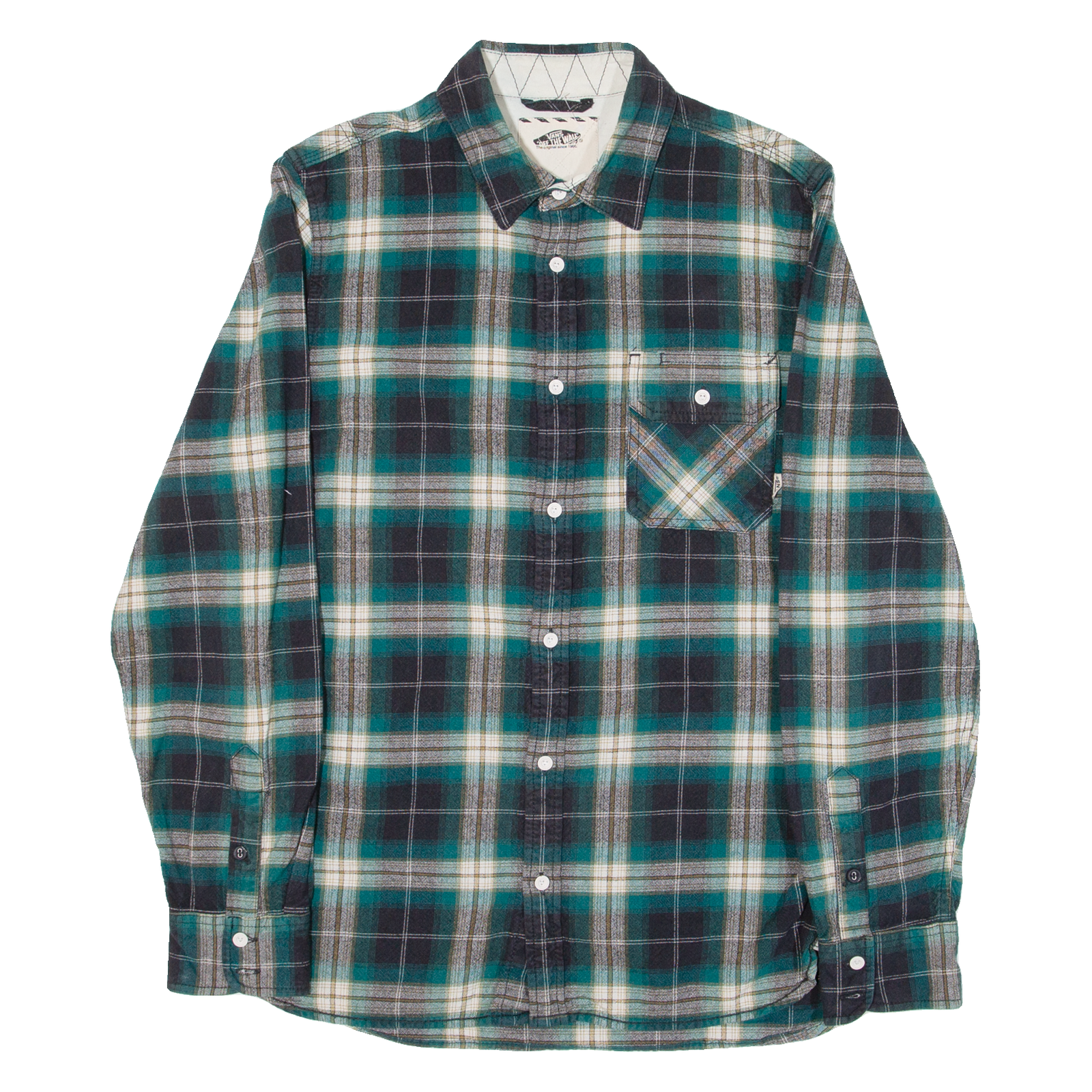 VANS Mens Shirt Green Check Long Sleeve S Refurbished - N/A refurbished available on Cerqular