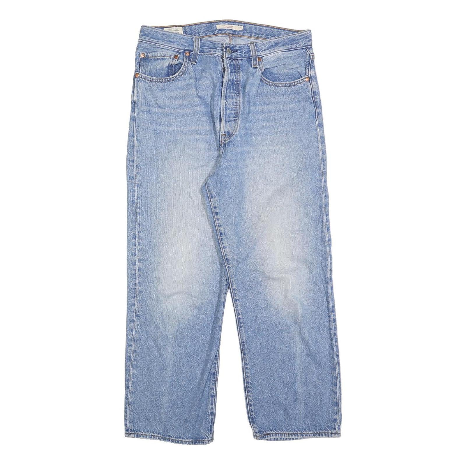 LEVI'S Womens Blue Relaxed Straight Denim Light W31 L27 Button Closure Jeans Refurbished - N/A refurbished available on Cerqular