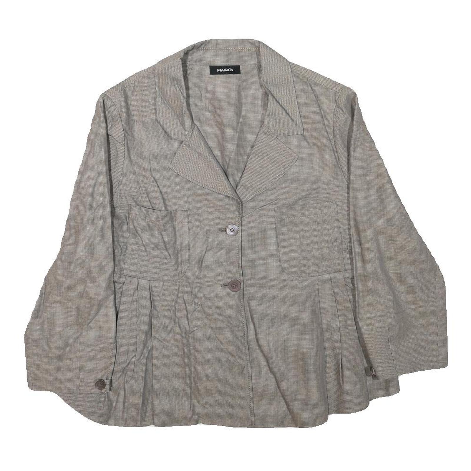 MAX&CO Womens Beige Cotton Blend Button Jacket M Checked Stylish Classic Refurbished - N/A refurbished available on Cerqular