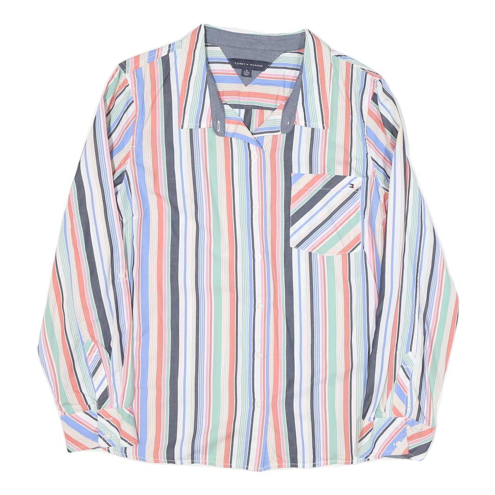 TOMMY HILFIGER Womens Multicolour Stripe Shirt XL Casual Button-Up Cotton Refurbished - N/A refurbished available on Cerqular