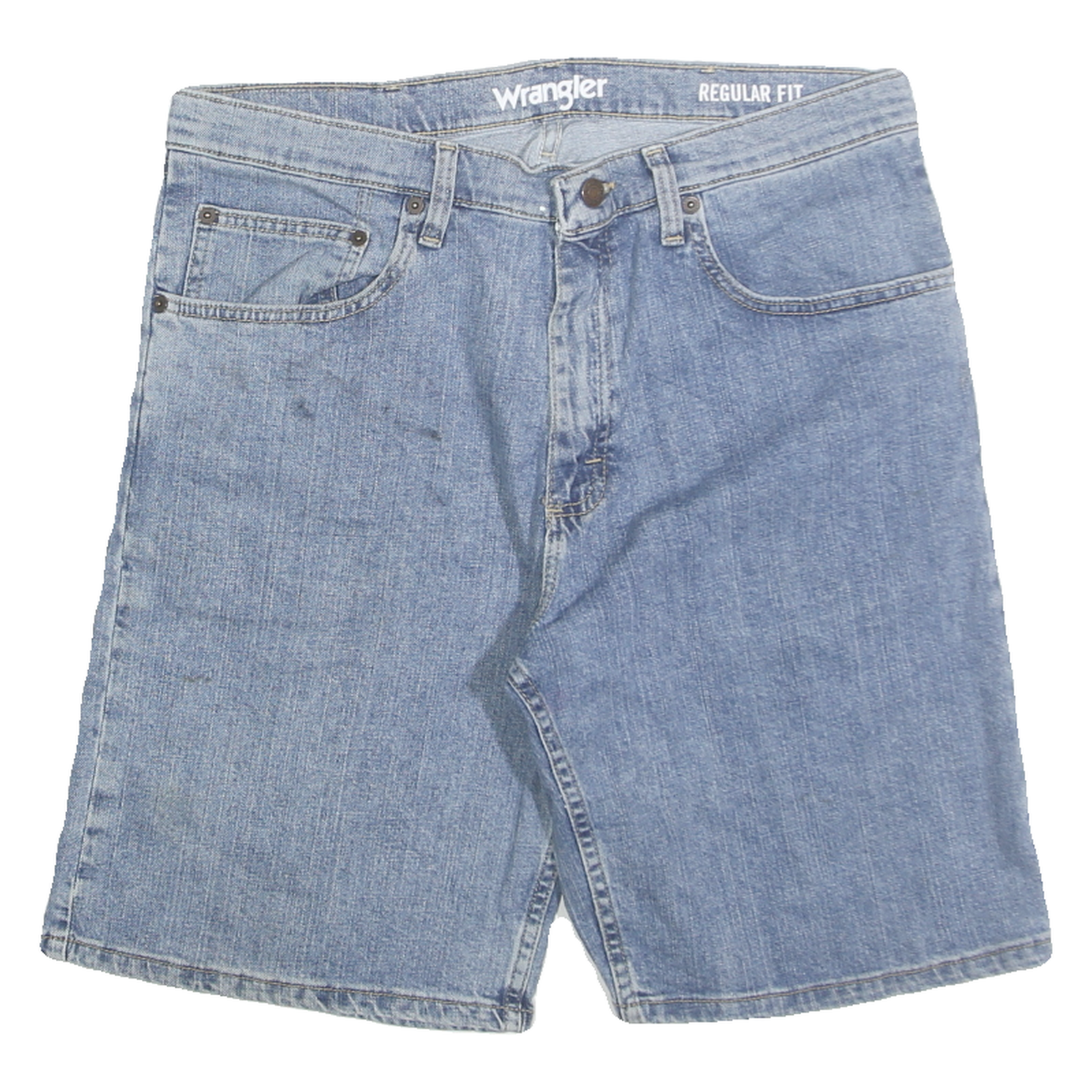 WRANGLER Mens Denim Blue Regular Fit Shorts L W34 Casual Cotton Blend Refurbished - N/A refurbished available on Cerqular