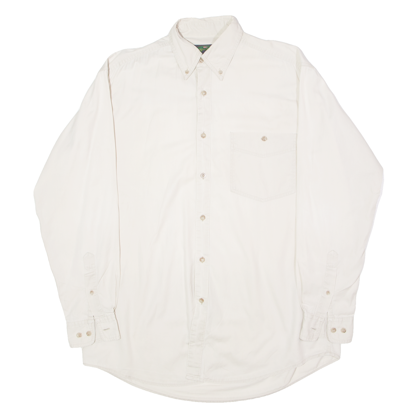 PORT BAY-HARBOUR Mens Plain Shirt Cream 90s Long Sleeve S Refurbished - N/A refurbished available on Cerqular
