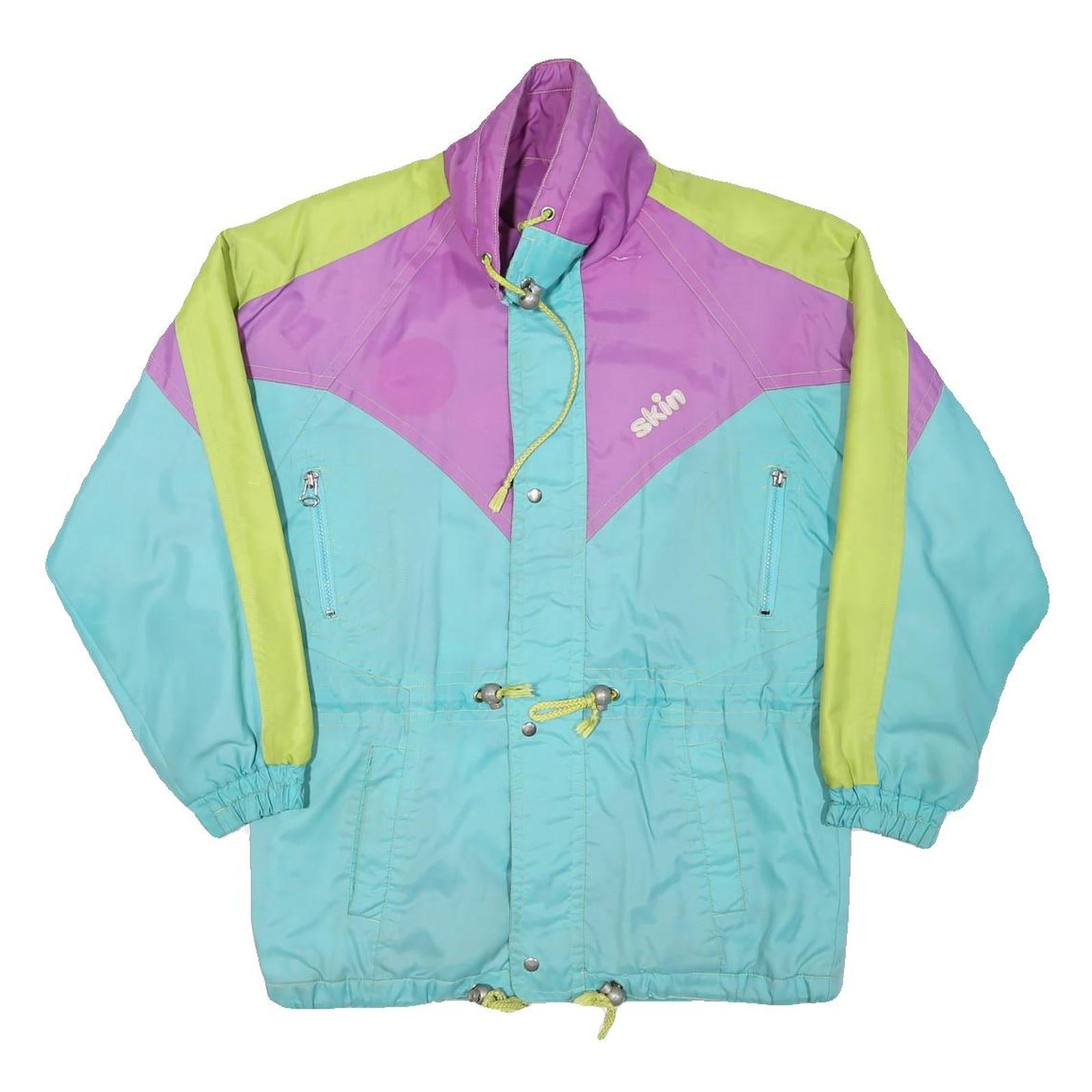 PENGUIN Womens Purple & Green & Blue Zip Jacket M Polyester Blend Colorblock Refurbished - N/A refurbished available on Cerqular